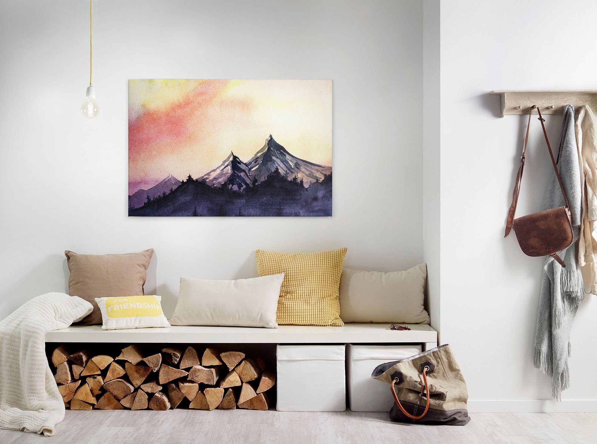 A.S. Création Leinwandbild Mountain Paint, Kinder, Kunst, Wald (1 St), Berg Bild Landschaft Keilrahmen Leinwand-Bild Wohnzimmer modern Kinder