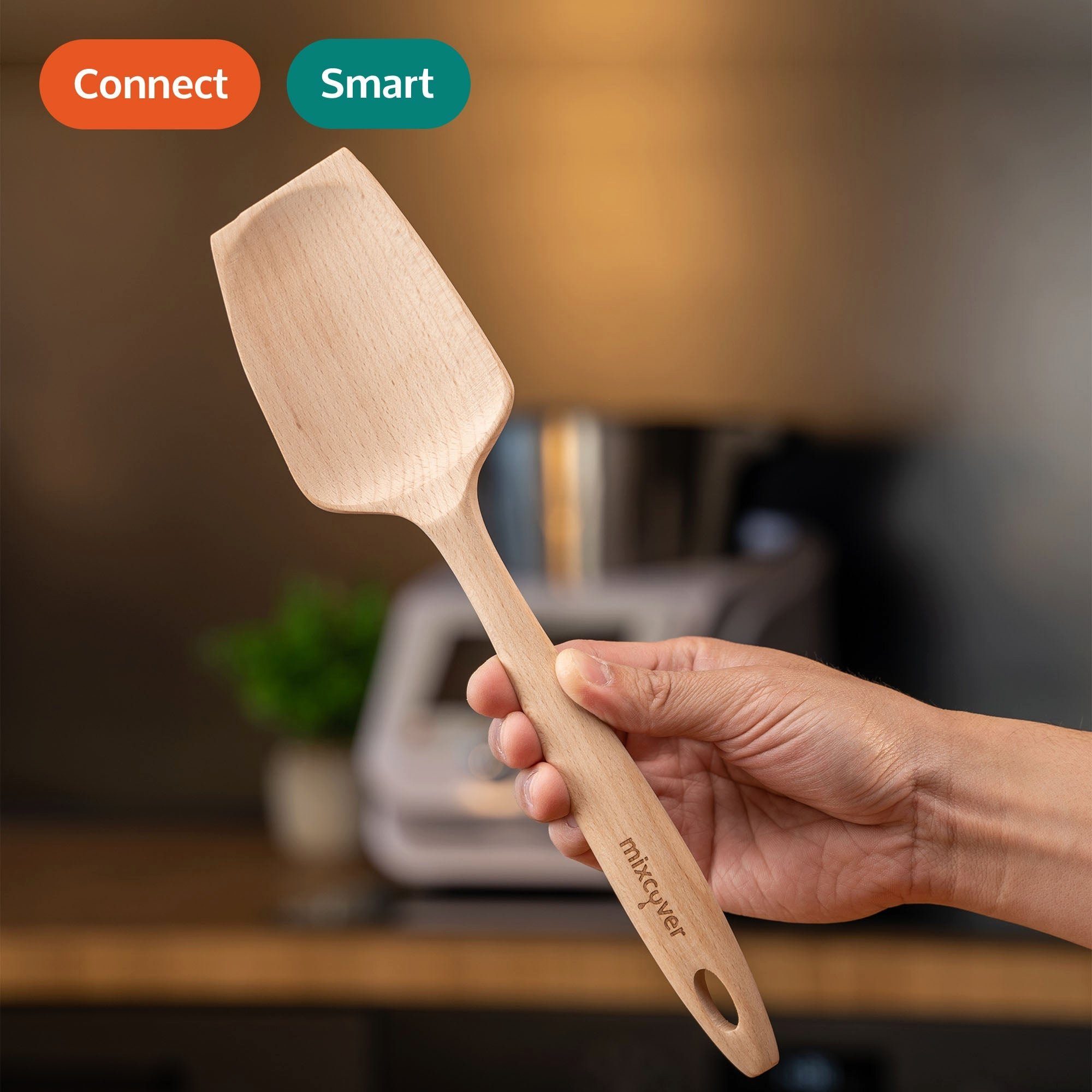 Monsieur & Cuisine Connect Smart mixcover Nachhaltiger Mixcover Küchenmaschinen-Adapter Holzspatel Zubehör