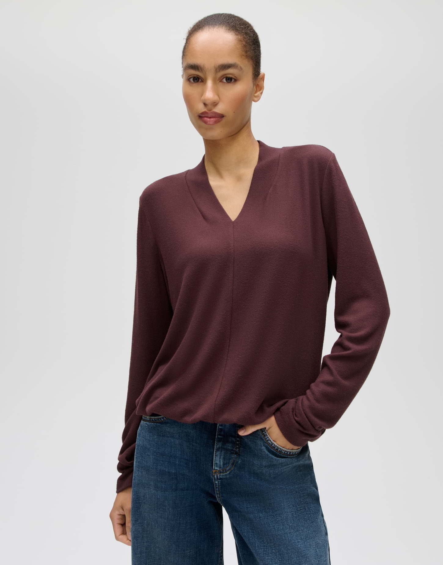 OPUS Langarmshirt Longsleeve aus ECOVERO™ Viskosemix Regular Fit