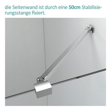 EMKE Walk-in-Dusche Duschwand 185cm Walk In Duschtrennwand Für Badewanne, 5 mm Dusche Glas NANO einfach-Reinigung Beschichtung