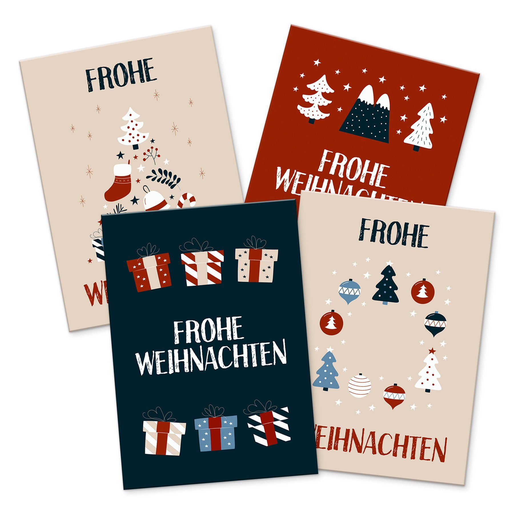 itenga Grußkarten itenga 12 x Postkarte Grußkarte Frohe Weihnachten Weihnachtsdeko vinta
