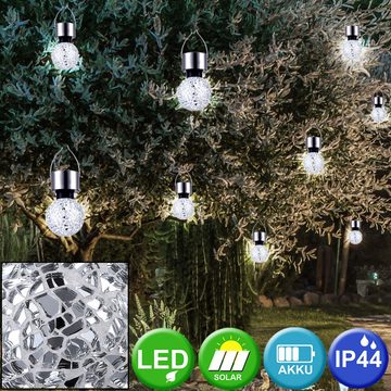 etc-shop Gartenleuchte, LED-Leuchtmittel fest verbaut, 10er Set Solar LED Pendel Kugel Lampen Balkon Leuchten