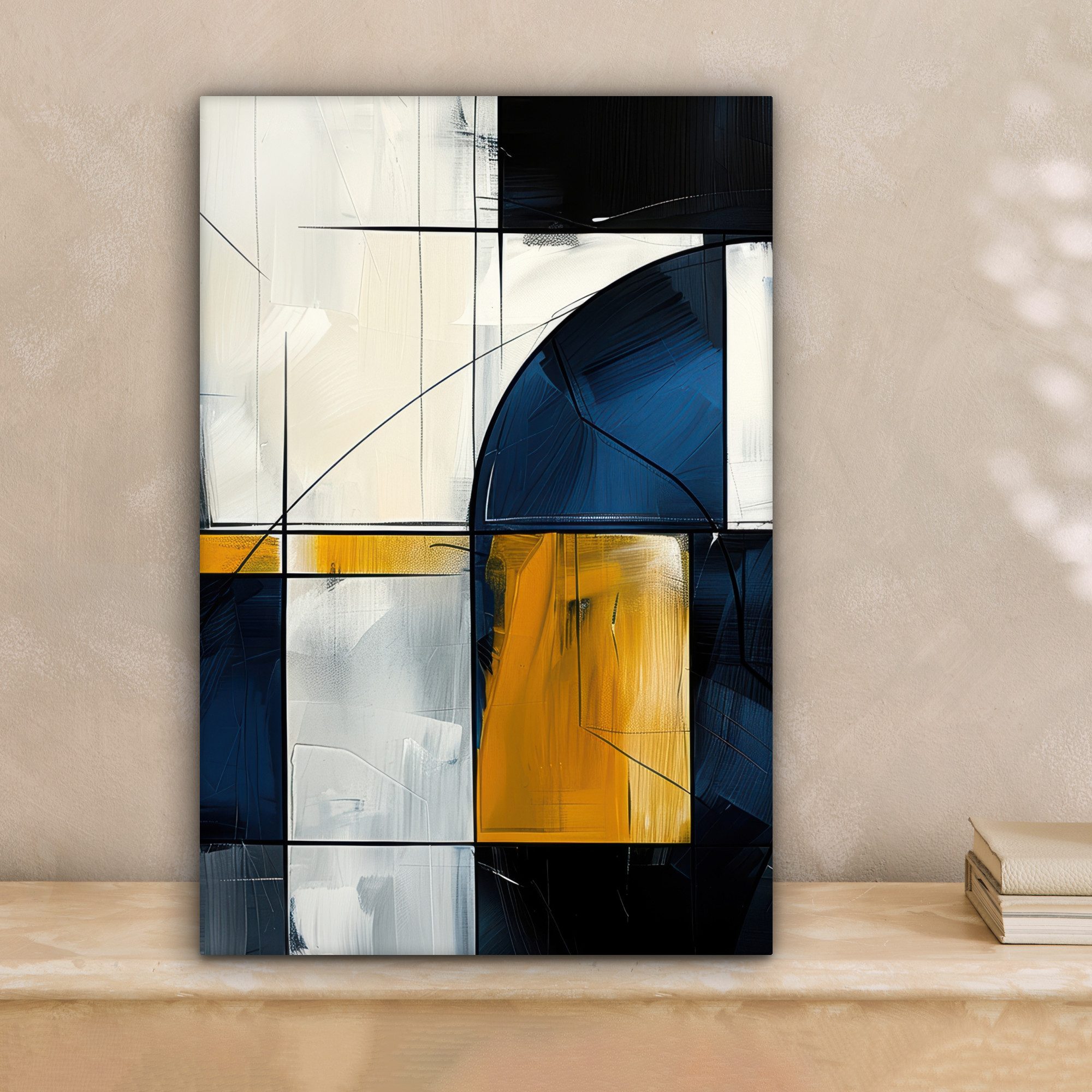 OneMillionCanvasses® Leinwandbild Abstrakt - Formen - Gold - Blau - Geometr günstig online kaufen