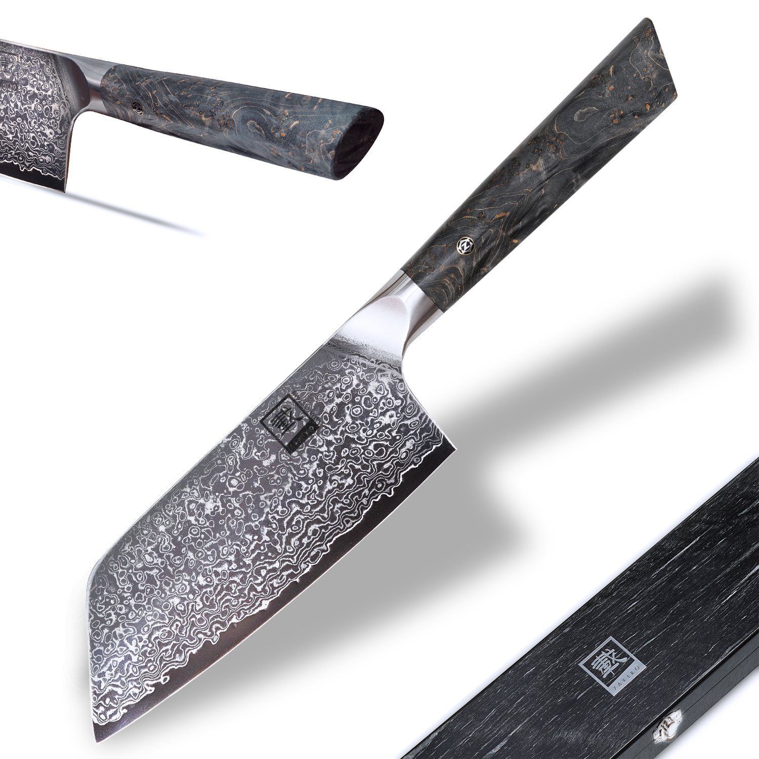 ZAYIKO Asiamesser Professional Series Damast Накири нож I 16 cm Klinge I Ahornholzgrif