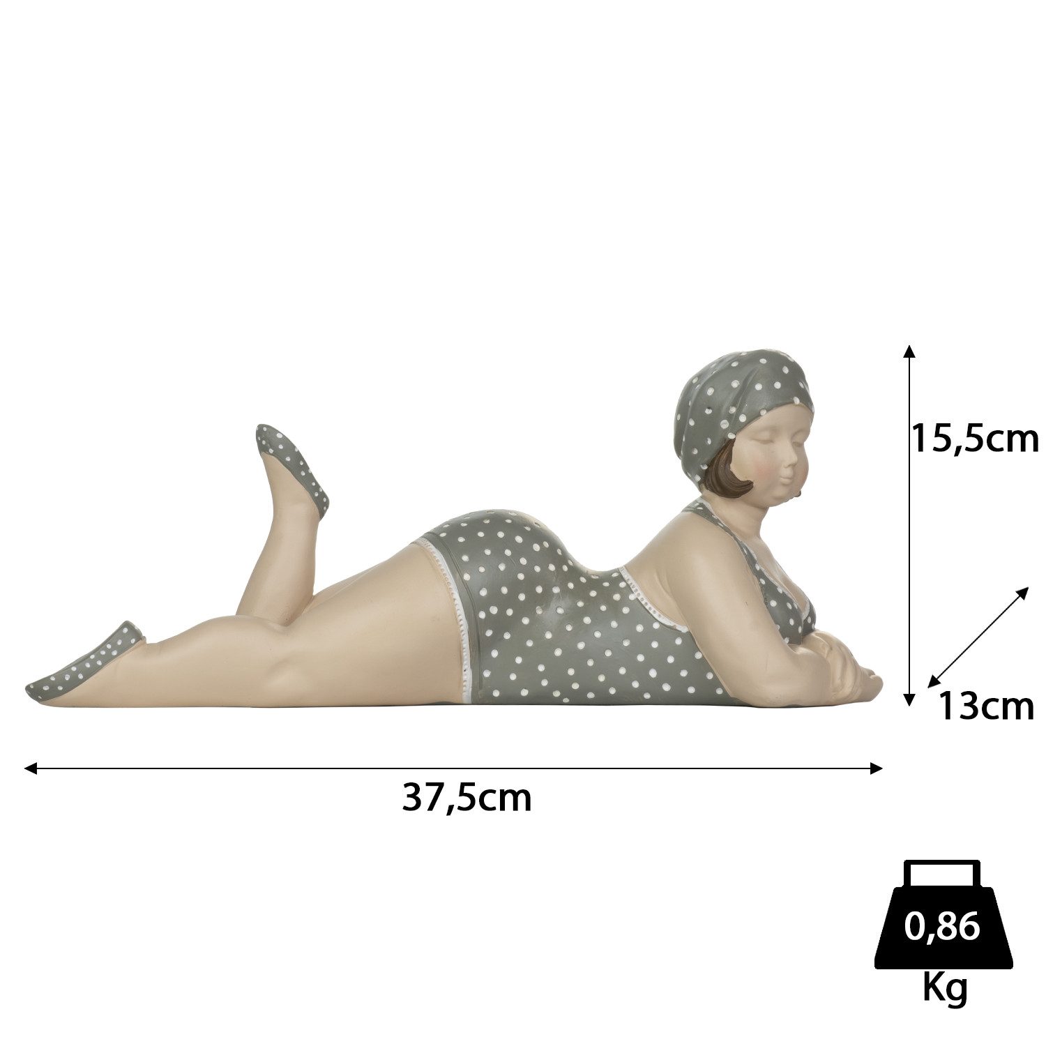 Moritz Dekofigur Deko-Figur mollige Badenixe im Badeanzug liegend Maritime Deko, Polyresin Figuren Deko Geschenk Geometrische TierFigur Modern Skulptur