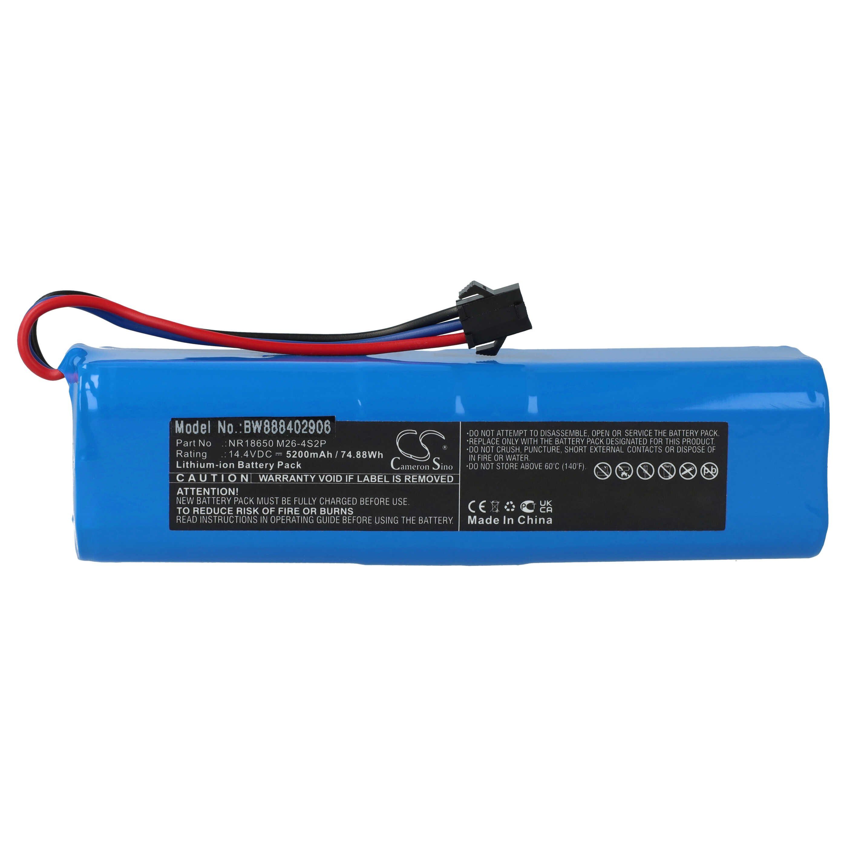 vhbw Akku passend für Honiture Q6 Staubsauger / Saugroboter (5200 mAh, 14,4 Staubsauger-Akku Akku Li-Ion 5200 mAh (14,4 V, 1 St), Leistungsfähiger Austausch-Akku für Ihren Saugroboter