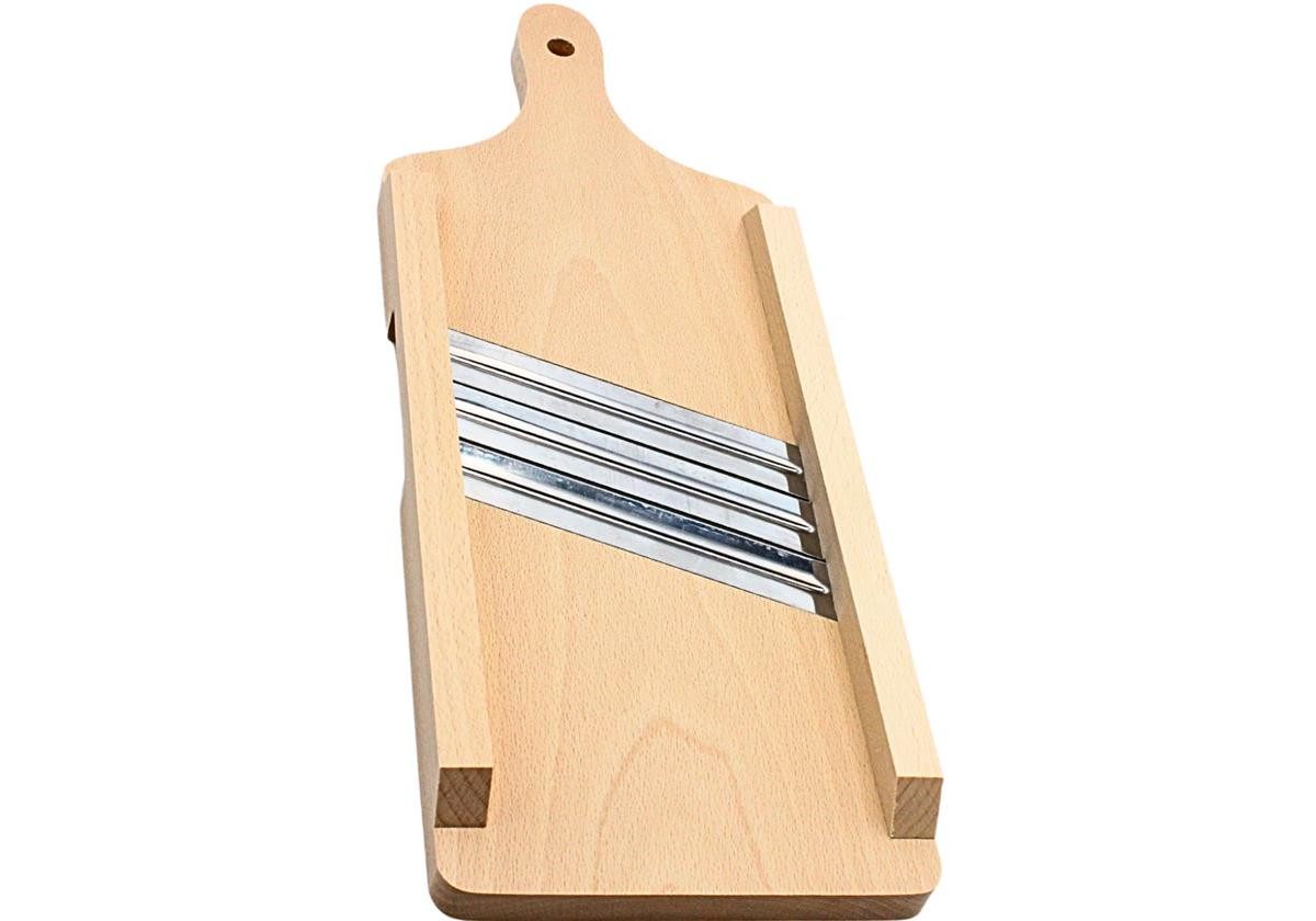 Dekohelden24 Gemüsehobel Holzbrett - Gurkenhobel - Krauthobel mit integriertem Schneider in, Holz – Bild 5 von 5