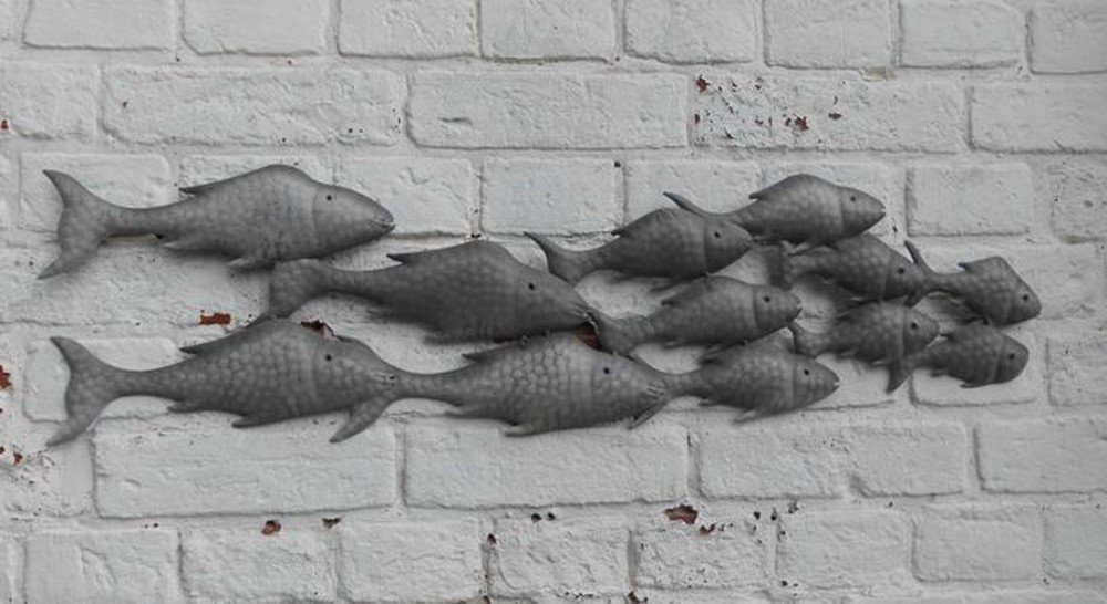 Deko-Impression Wanddekoobjekt Wandobjekt Fische. Großer Fischschwarm Wanddekoration Eisen 87 cm (1 St)