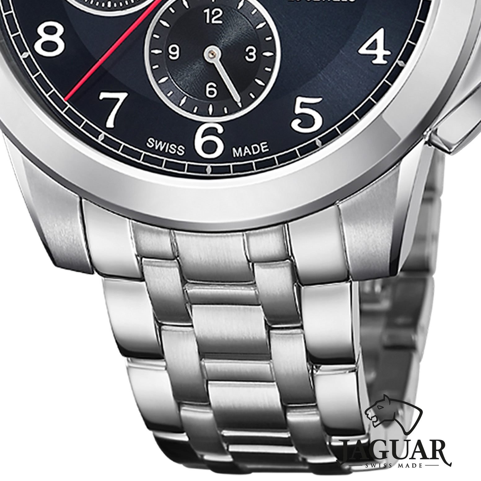 JAGUAR Chronograph Jaguar Herrenuhr Edelstahl silber Jaguar, (Chronograph), Herren Armbanduhr rund, Edelstahlarmband silber