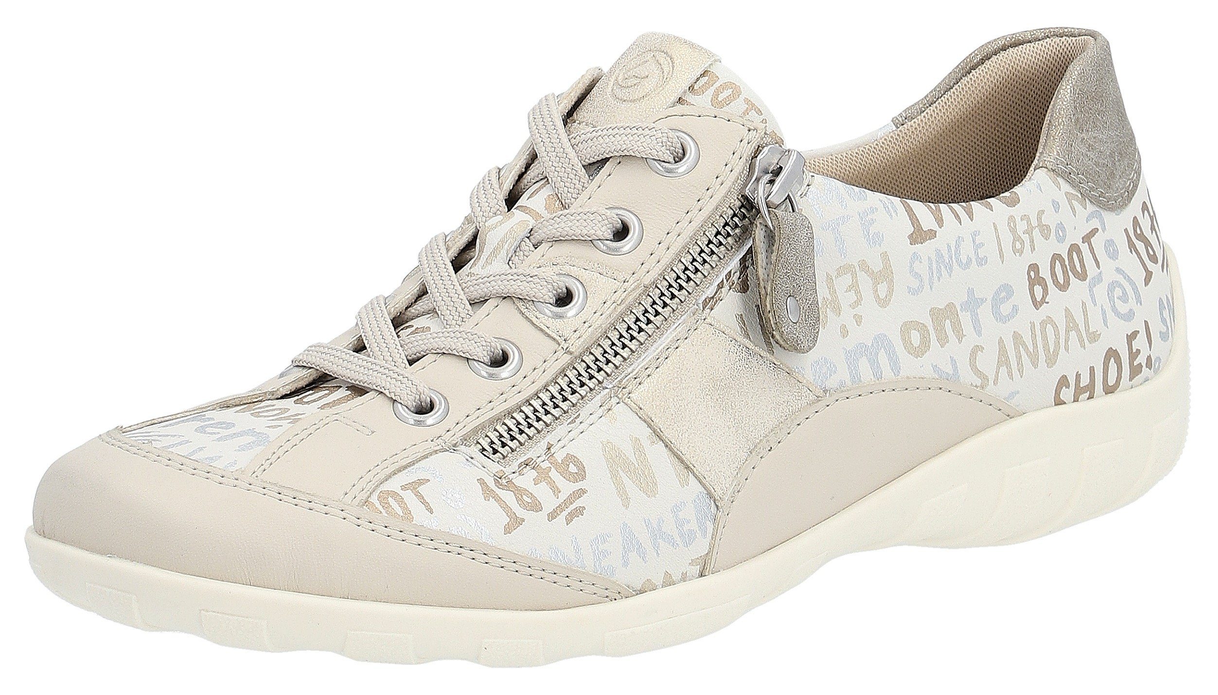 Remonte Schnürschuh Metallic-Schimmer mit beige feinem kombiniert