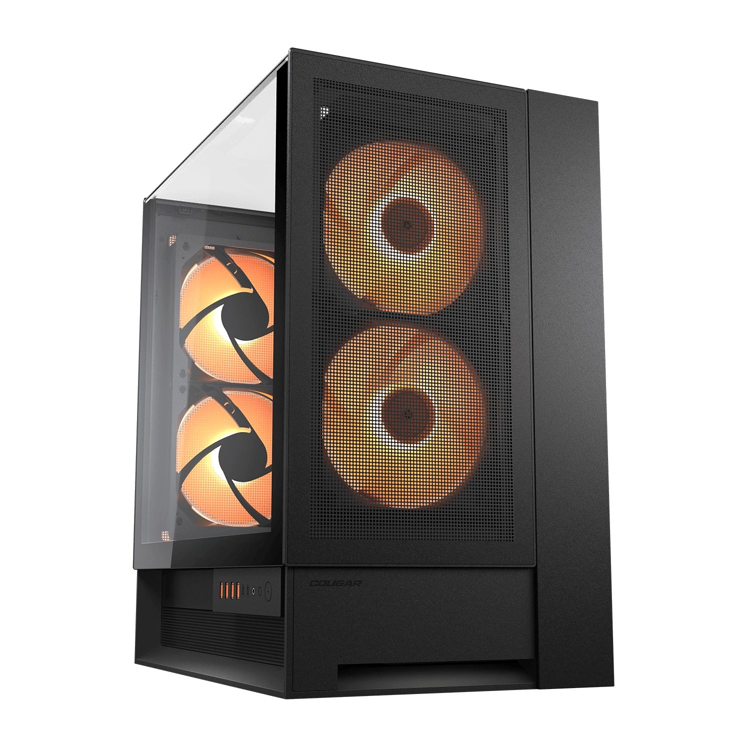 Cougar Gaming-Gehäuse OmnyX BK, Midi-Tower, USB/Audio, 2x USB-C 3.2 Gen2, 4x USB 3.0, ATX, schwarz, 4 Lüfter vormontiert