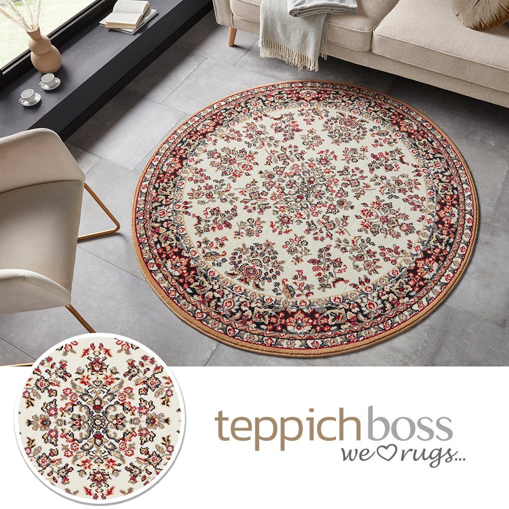 Teppich Boss Teppich Kurzflor Orient Teppich Zabul senfgelb creme, rund, Hö günstig online kaufen