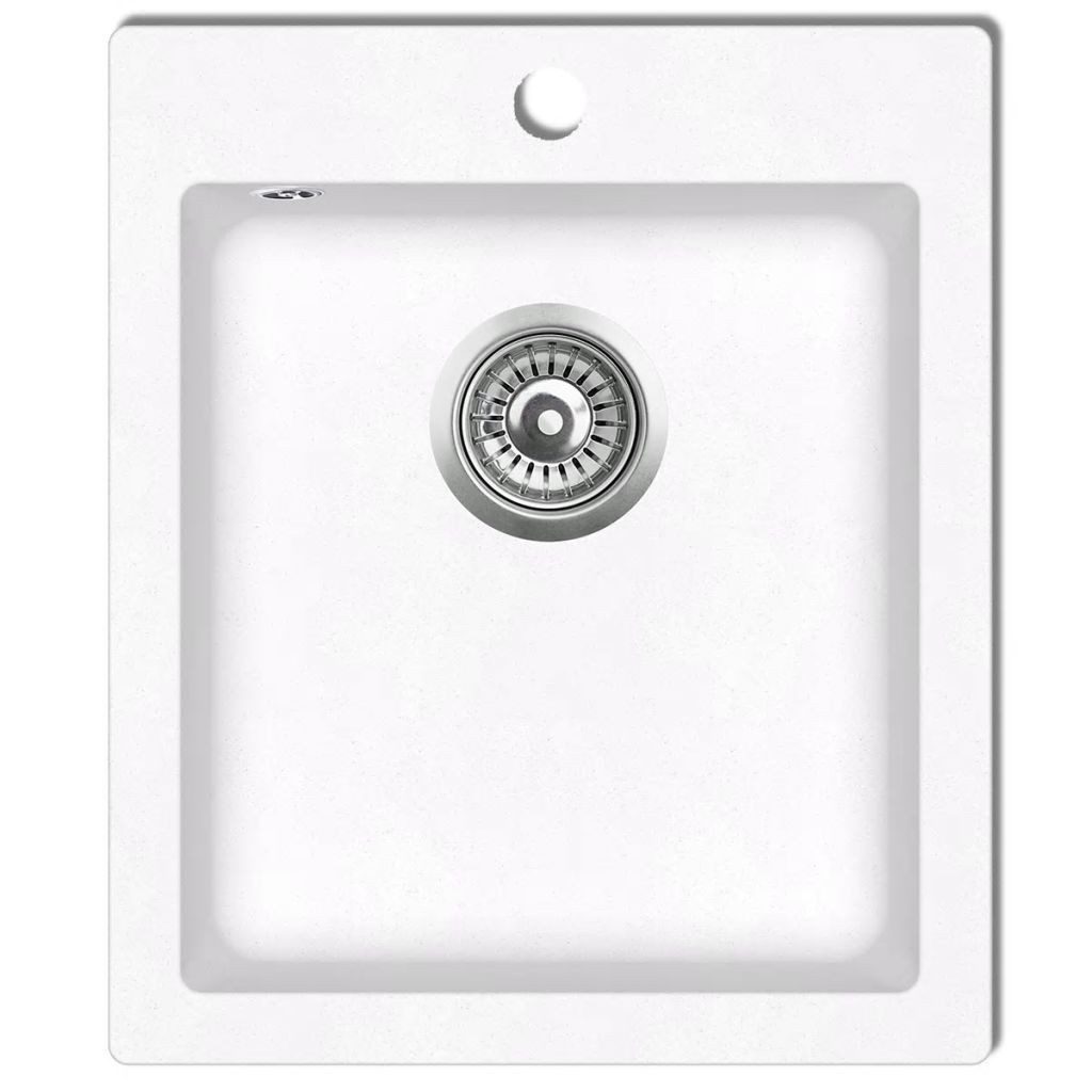 vidaXL Küchenspüle Küche Spülbecken Granitspüle Einzelbecken Cremeweiß, 42/50 cm