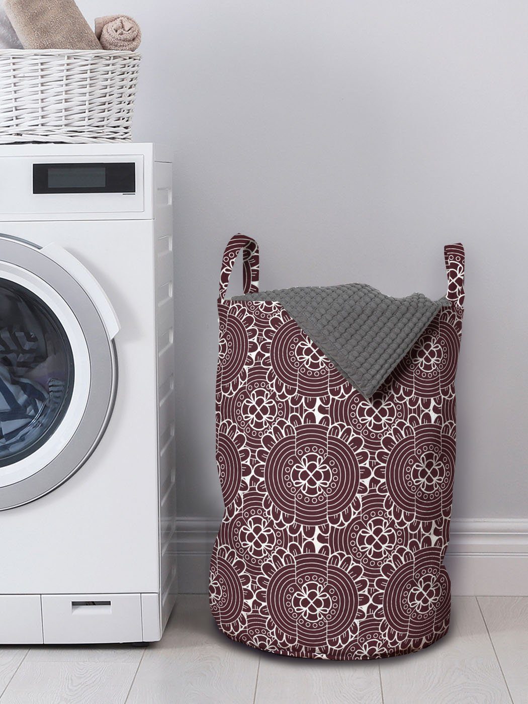 geometrische Kordelzugverschluss Abstrakt Kunst Wäschesäckchen Primitive für Waschsalons, mit Abakuhaus Wäschekorb Griffen