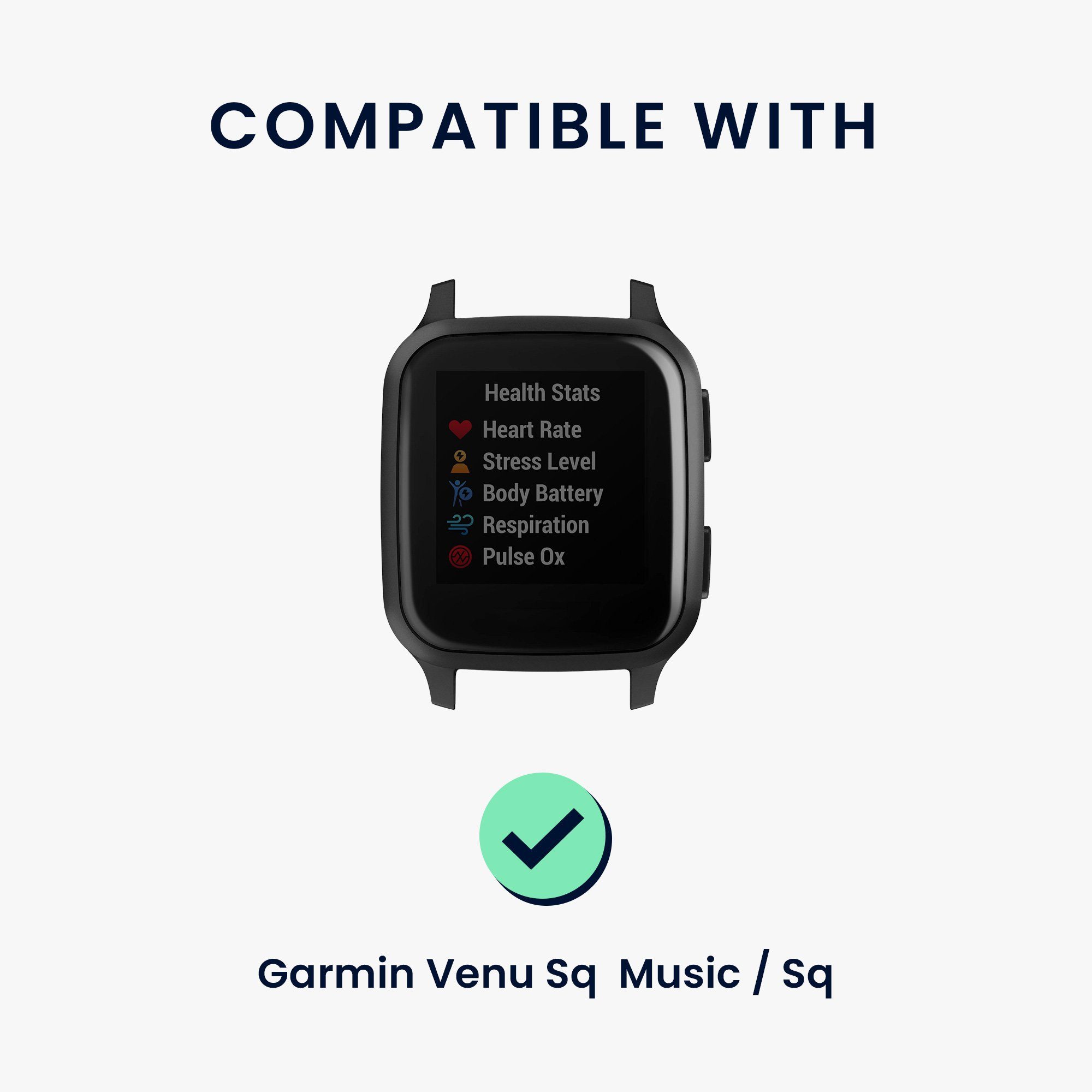 für Band Venu kwmobile Sq Armband Music Tracker für Garmin / Armband Ersatz Uhrenarmband Sq Venu in - Fitness Hellgrau 20mm,