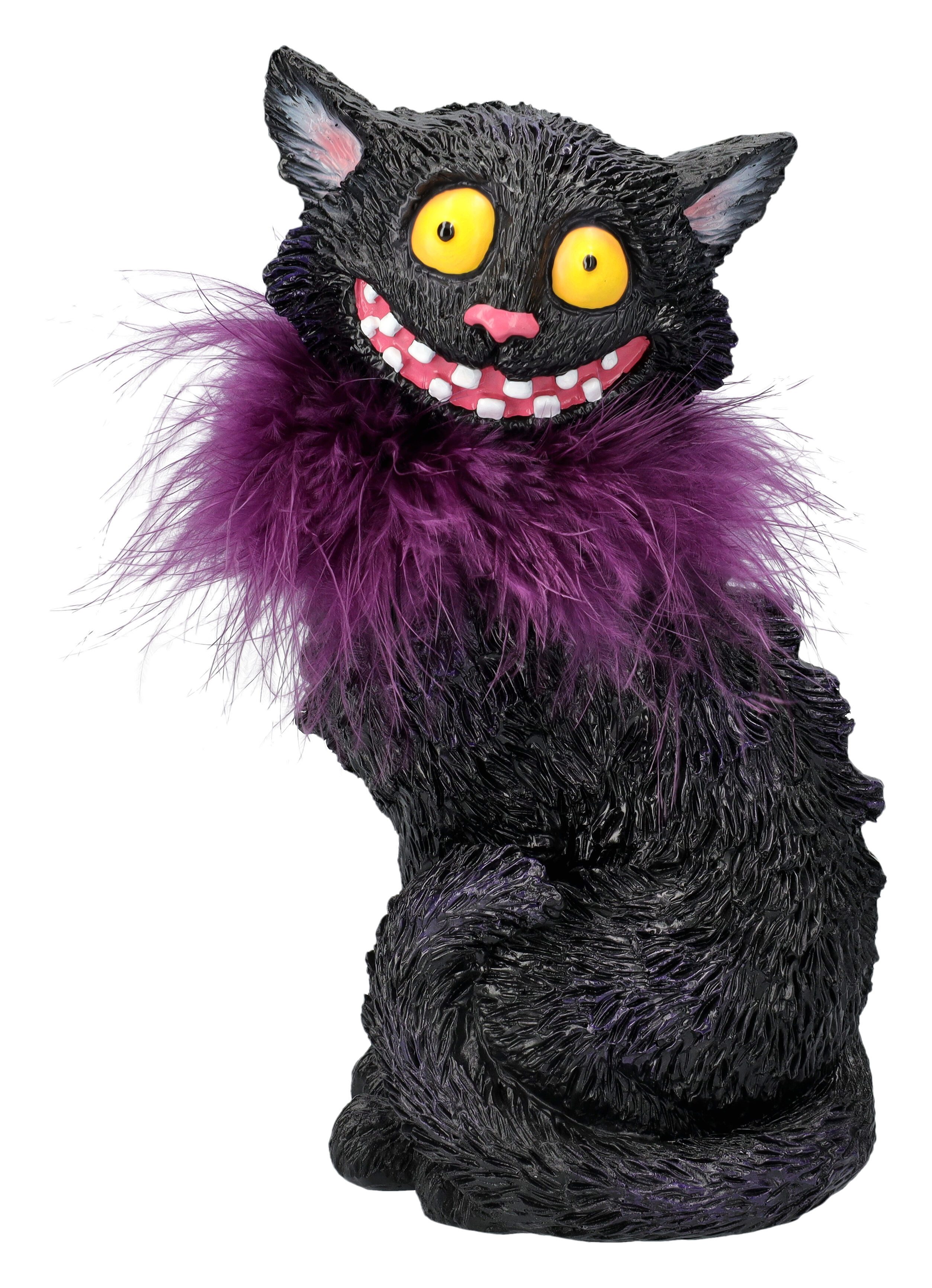 Figuren Shop GmbH Tierfigur Katzen Figur - Furgus mit Federboa - Katzenfigur Tierfigur Dekoration