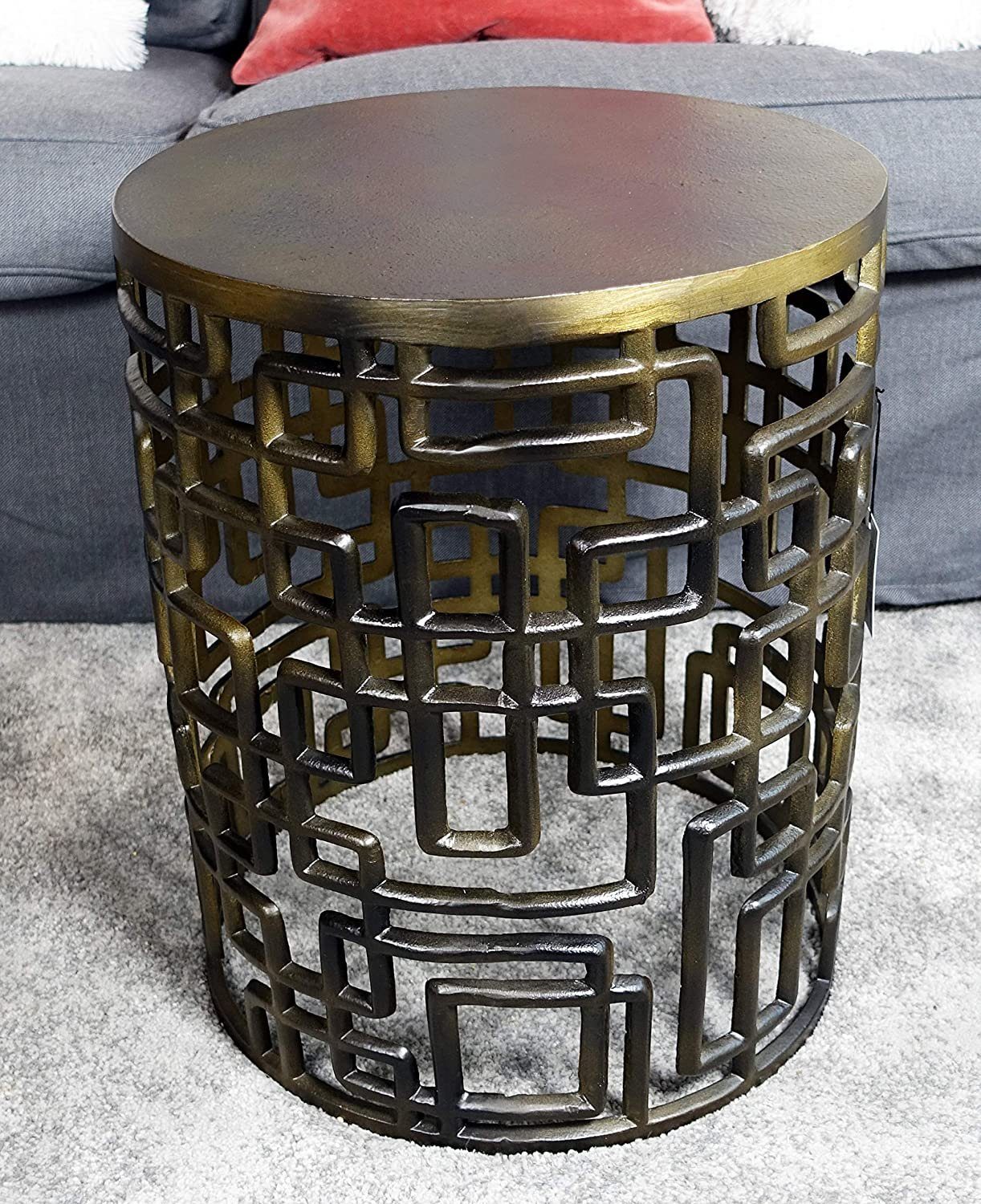 Beistelltisch Metall, aus Eisen Tisch Wohnzimmertisch Sofatisch Modern, Beistelltisch cm Couchtisch MichaelNoll Luxus Rund 48 Bronze