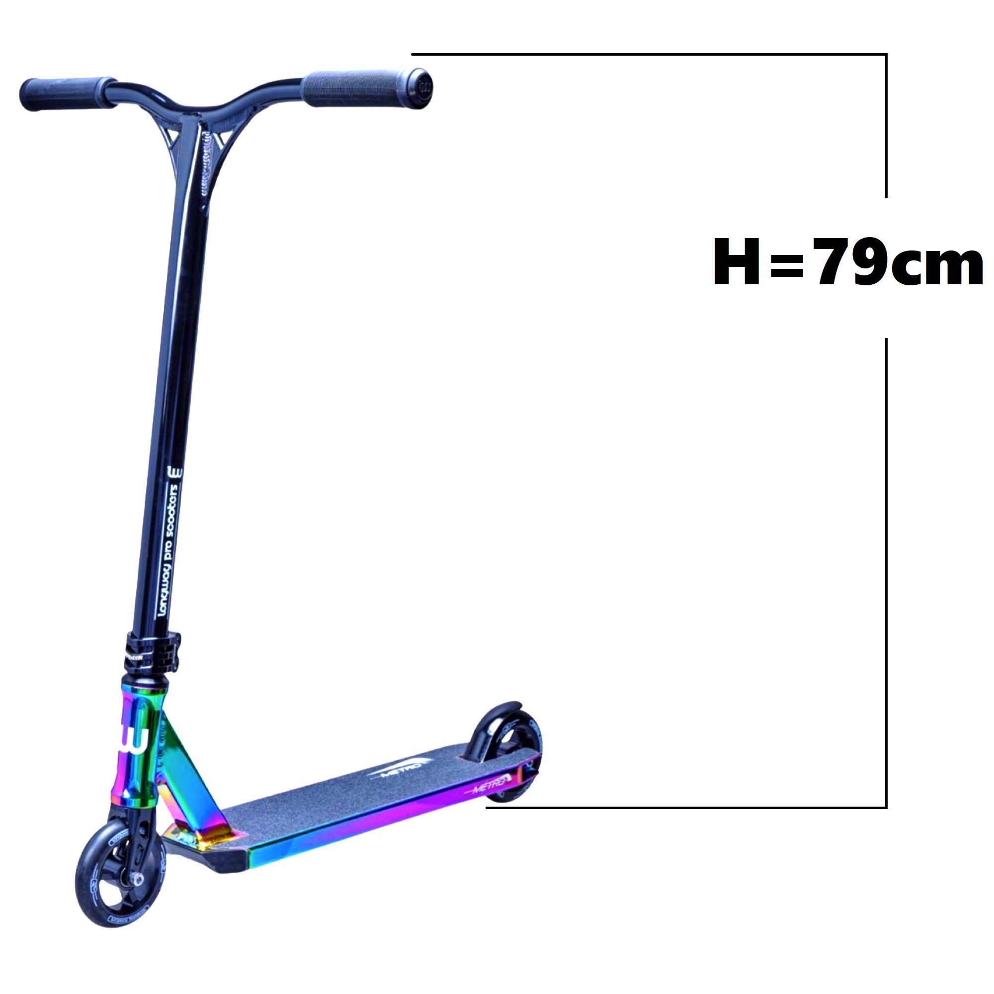 Schwarz/Neochrom Stunt-Scooter Longway Scooters Longway Stuntscooter H=79cm 2K19 Metro