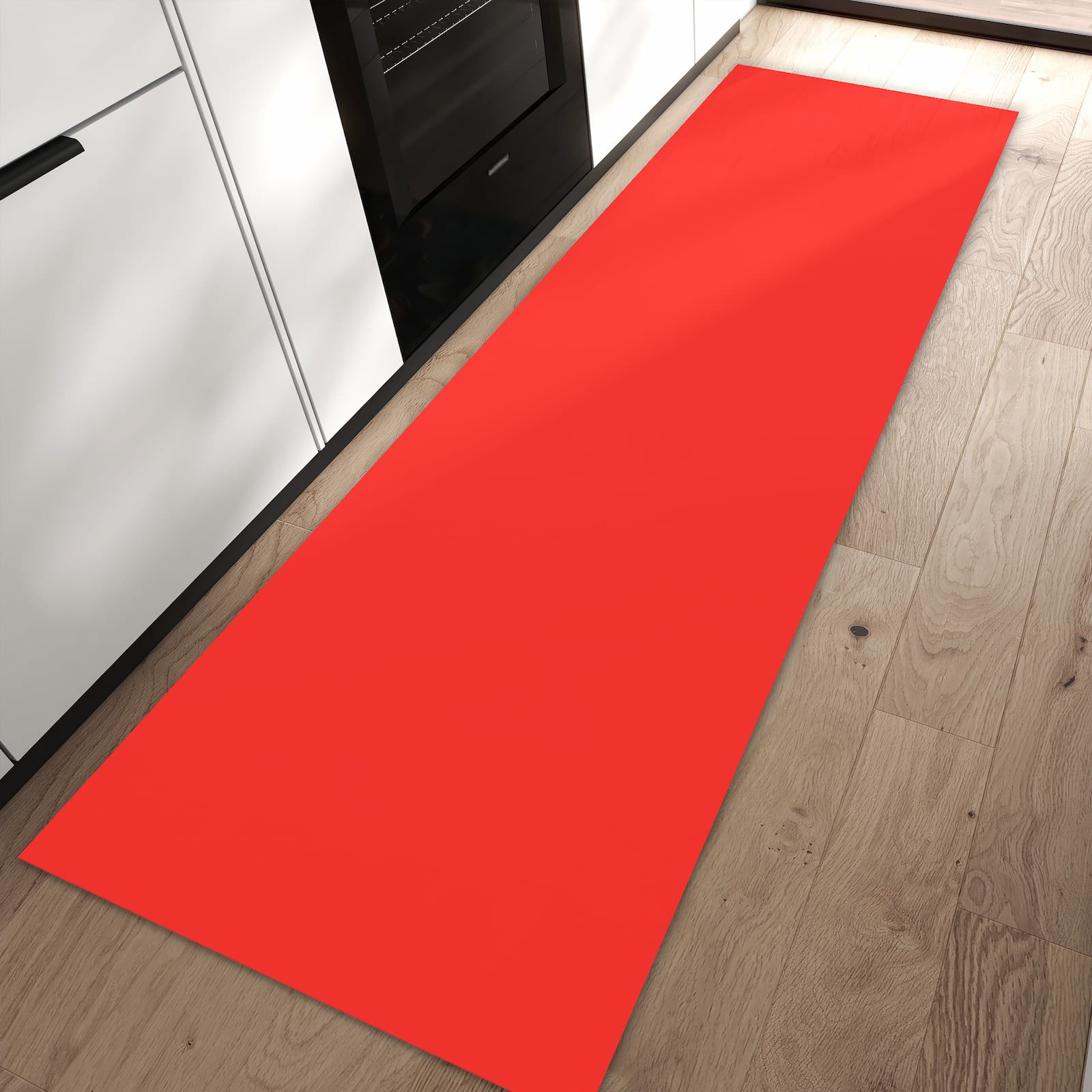 Primedeco Teppich Küchenteppich Roter Hintergrund I PVC rutschfest abwaschbar Läufer, Rechteckig, Höhe: 3 mm, Pflegeleicht & Wasserabweisend