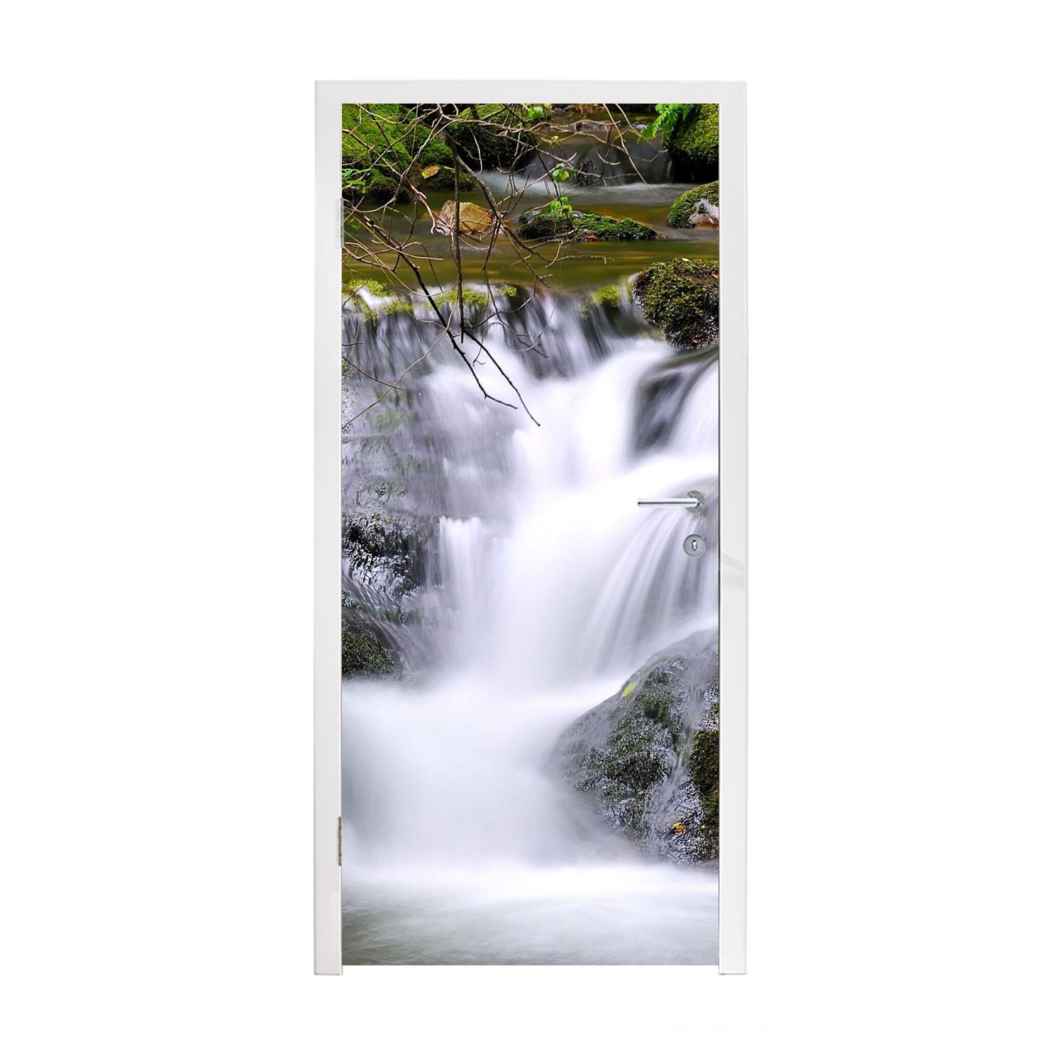 MuchoWow Türtapete Wasser - Natur - Wasserfall, Matt, bedruckt, (1 St), Fototapete für Tür, Türaufkleber, 75x205 cm