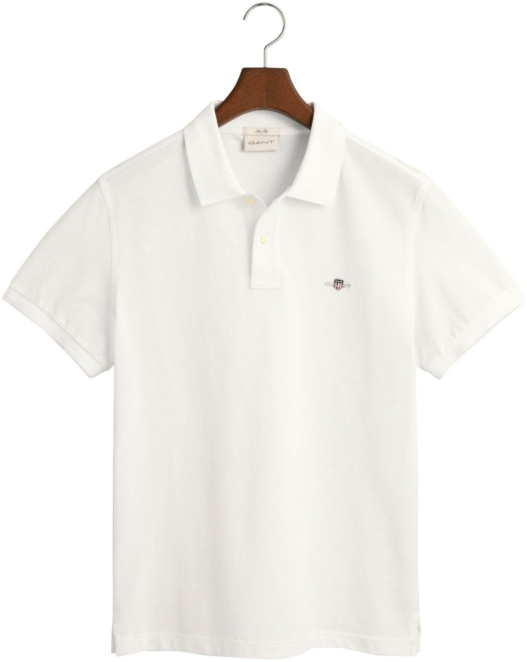 SLIM SS der Poloshirt mit Brust auf POLO PIQUE Logostickerei Gant white SHIELD