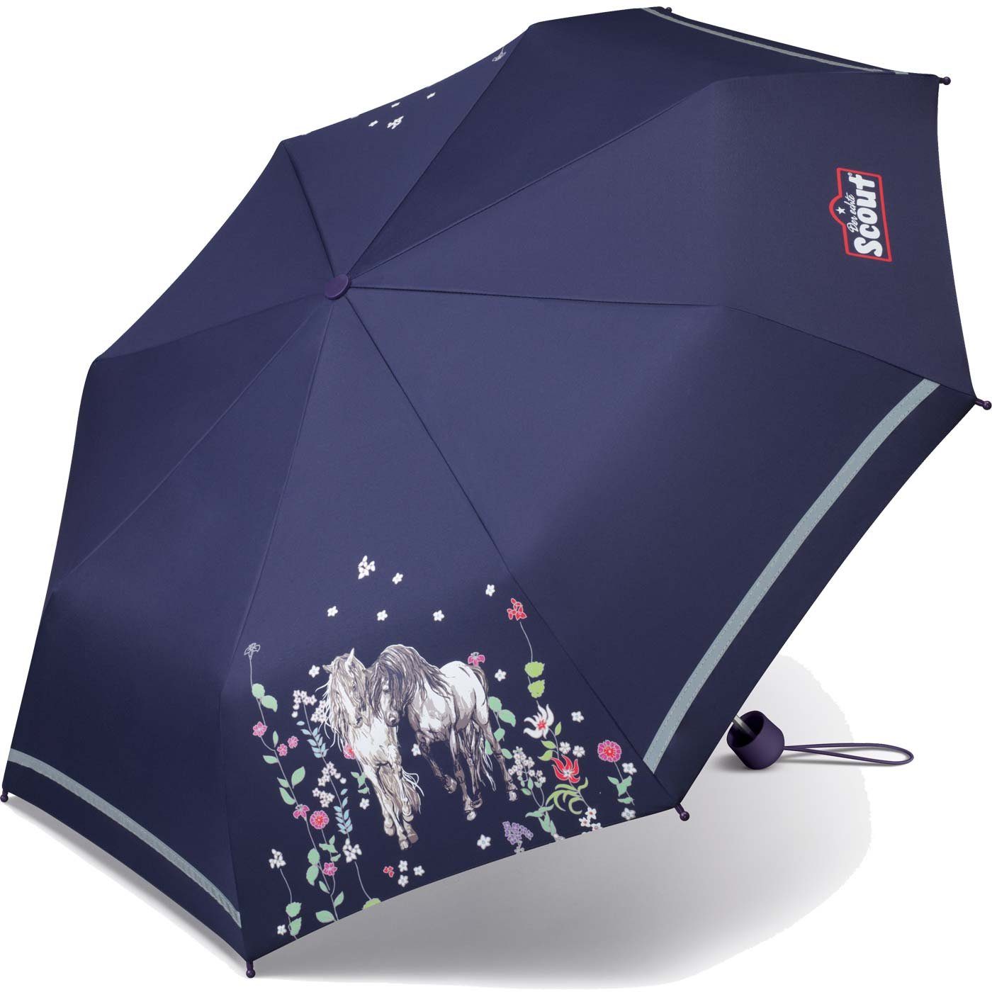 Kinderschirm bedruckt, leicht Mini Basic Scout reflektierend Taschenregenschirm