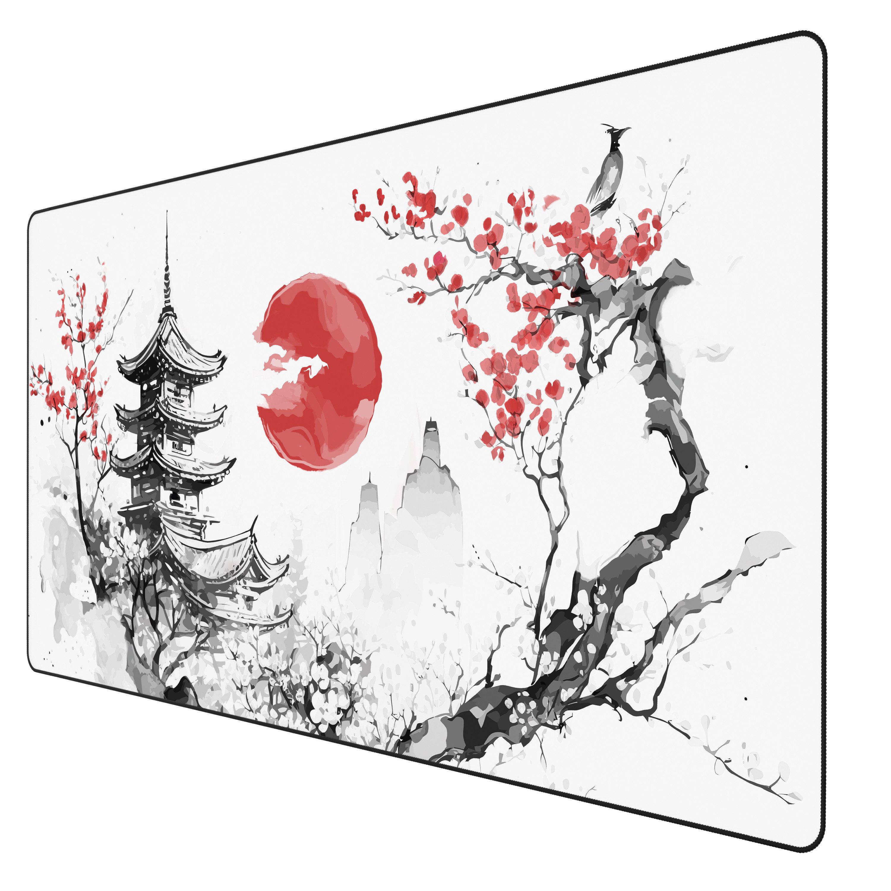 Titanwolf Gaming Mauspad XXXL Speed Mousepad 1200 x 600 x 3 mm, große Schreibtischauflage, rutschfest, abwaschbar, Geschwindigkeit & Präzision, JapanInk Painting