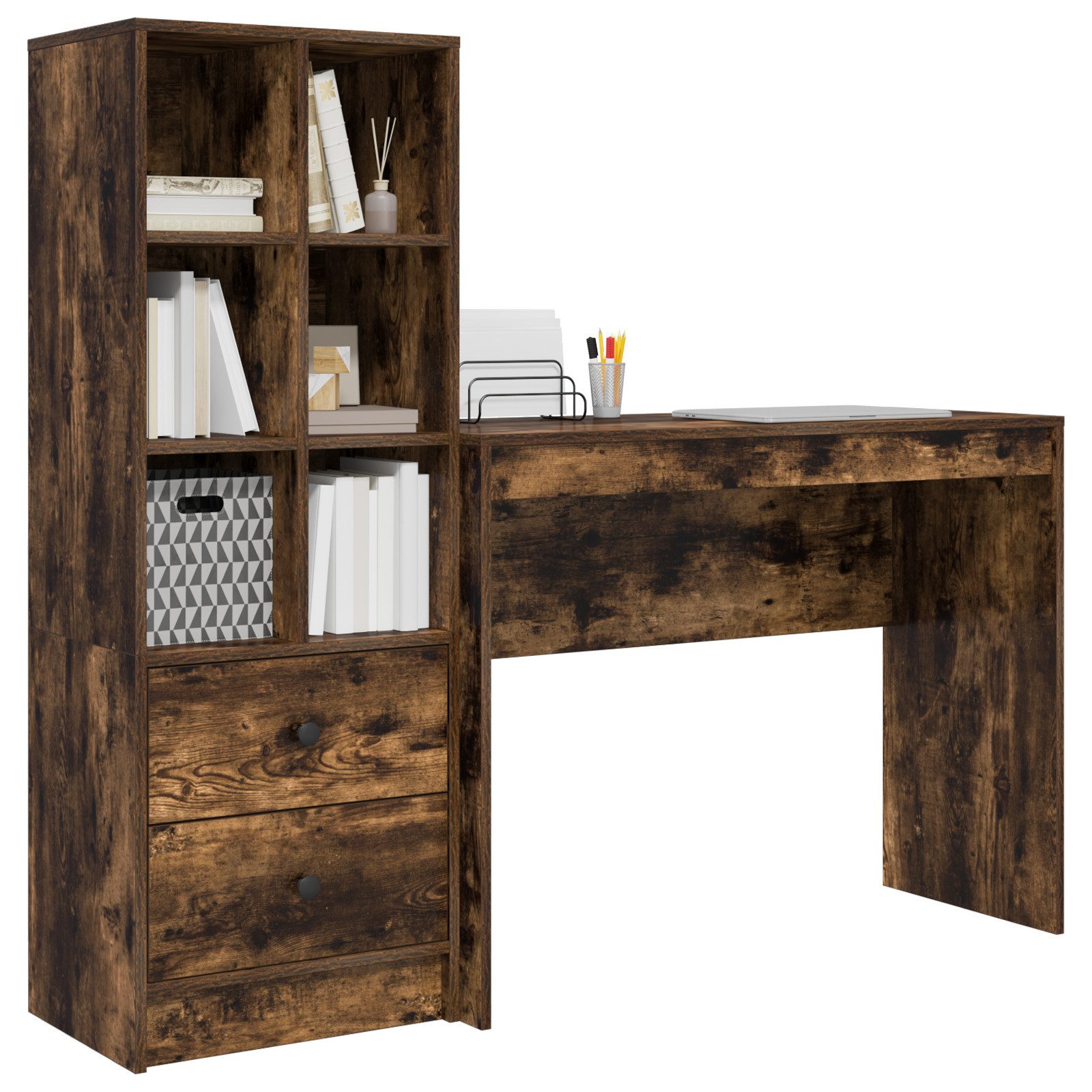vidaXL Sideboard Schreibtisch mit Stauraum Raucheneiche günstig online kaufen