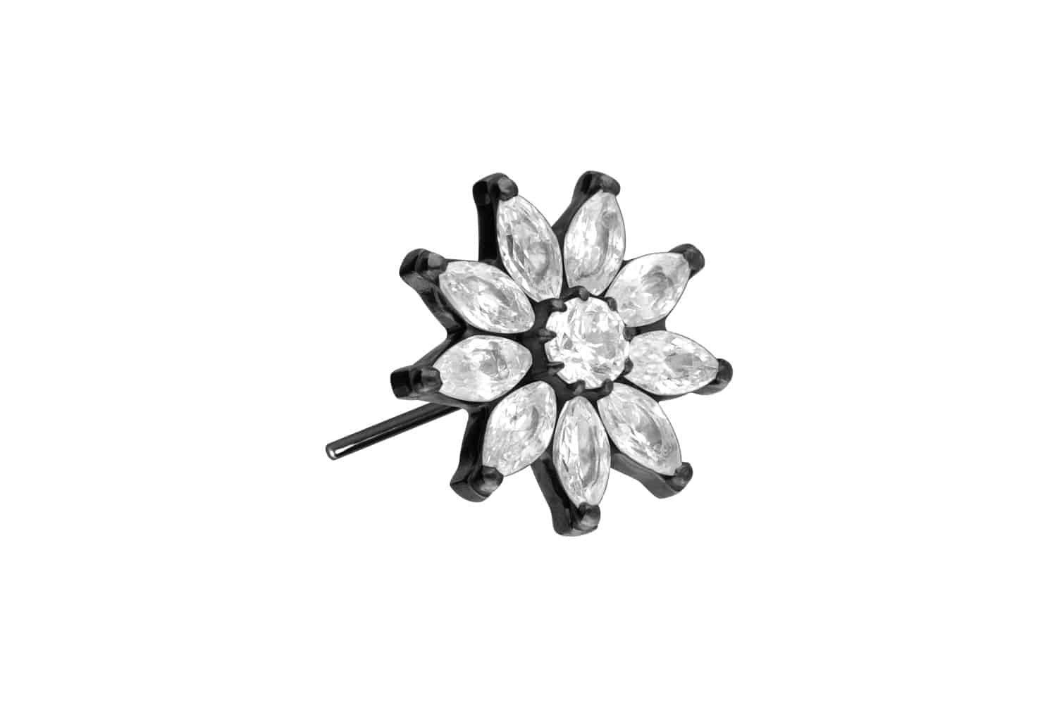 Piercing-Set Titan Aufsatz mit Push Pin KRISTALLBLUME