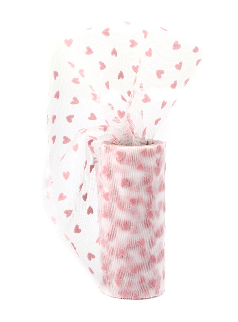 Creativery Stoff, Tüll Stoff Rolle 9m x 15cm Samt Herzen