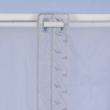 Meterware Stickerei-Scheibengardine transparent und nähfrei Dreiecke weiß silbe, SCHÖNER LEBEN., halbtransparent, Stickerei/Stickstoff, bestickt