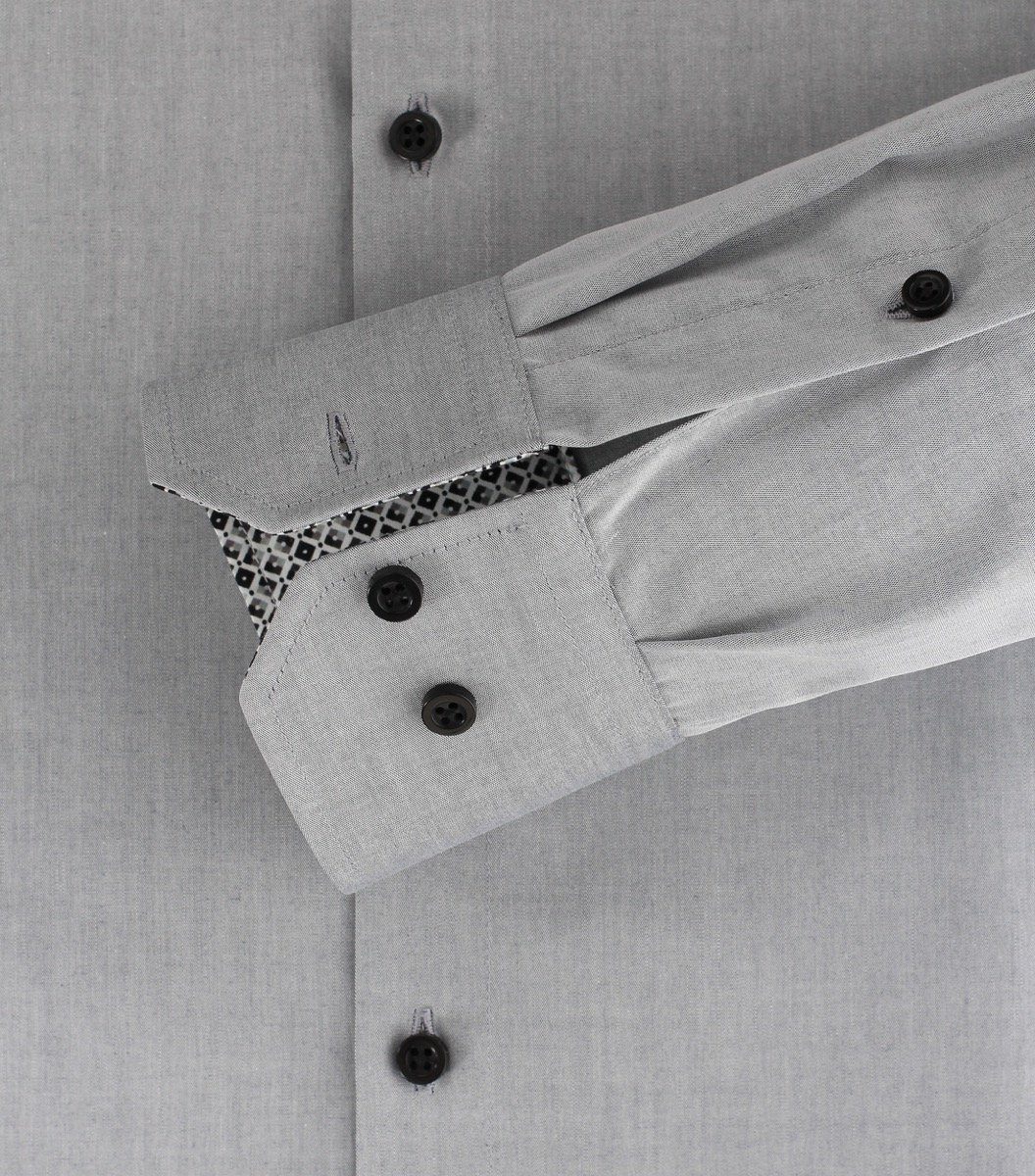 - Hellgrau Modern Grau Businesshemd Einfarbig Fit VENTI - - - Langarm Businesshemd