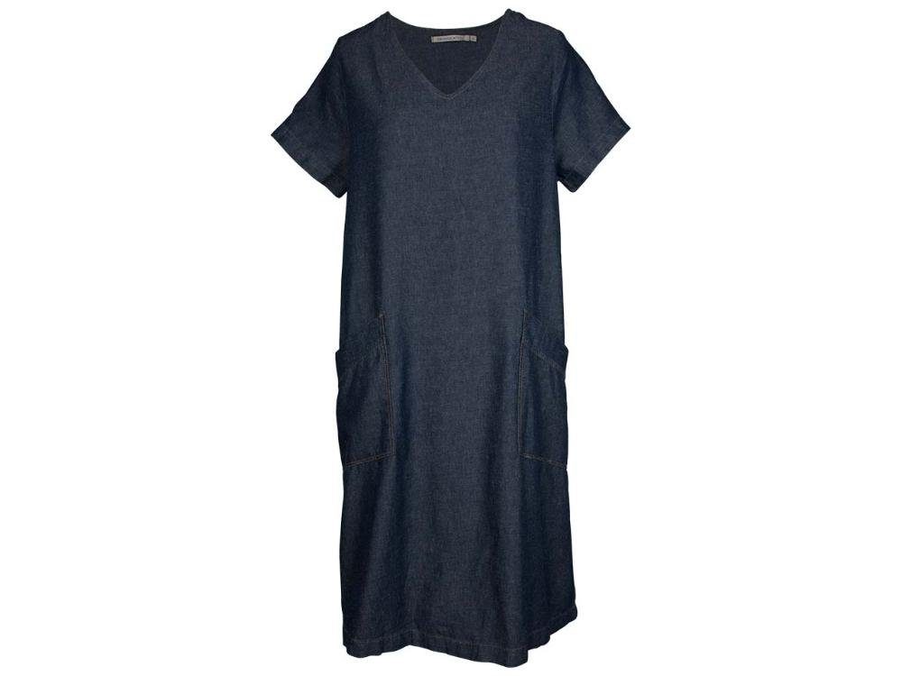 ORGANICATION Jerseykleid ORGANICATION Damen Jeanskleid mit V-Ausschnitt