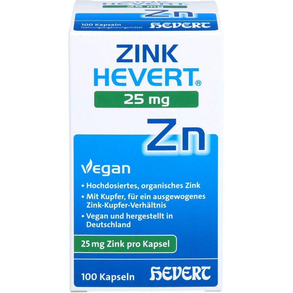 Hevert Arzneimittel ZINK HEVERT 25 mg Kapseln Kapseln, 100 St.