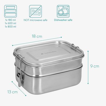 Navaris Lunchbox Doppeldecker Edelstahl Brotdosen Set inkl. Mini Behälter, Edelstahl, (1-tlg)