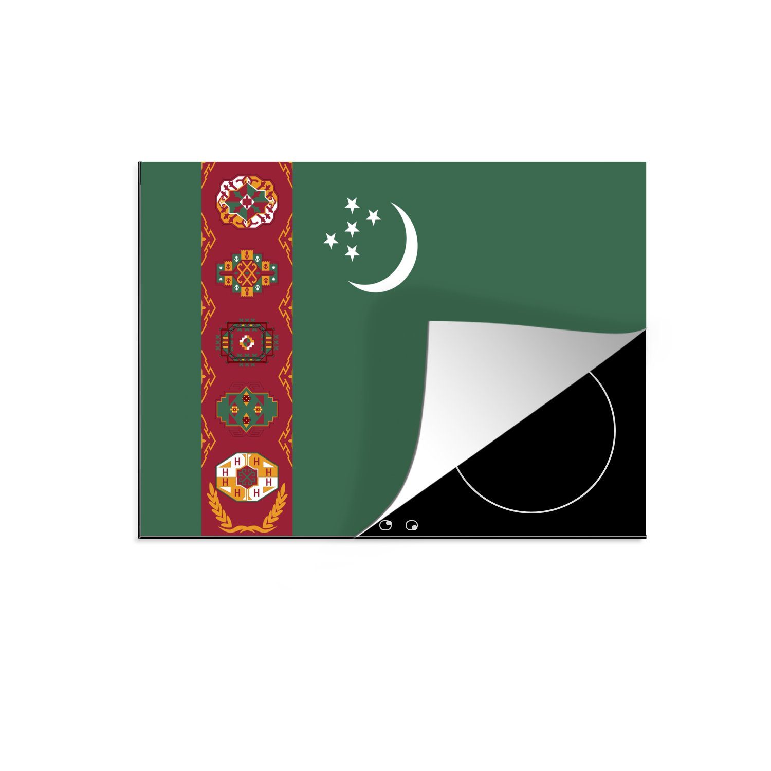 MuchoWow Herdblende-/Abdeckplatte Flagge von Turkmenistan, Vinyl, (1 tlg), 70x52 cm, Mobile Arbeitsfläche nutzbar, Ceranfeldabdeckung