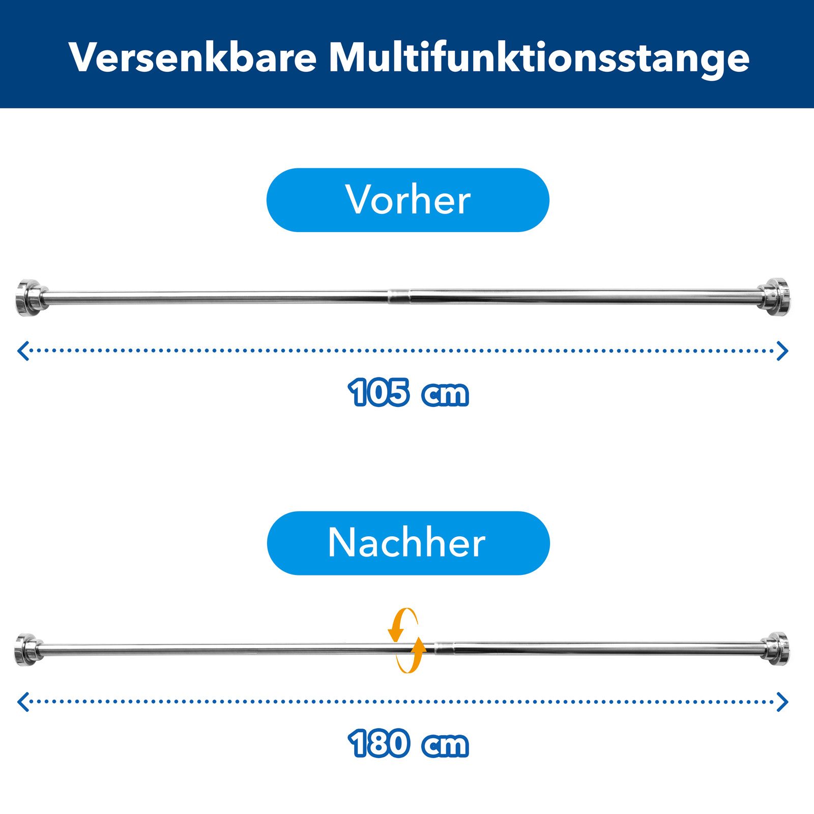 Karat Duschvorhangstange Stufenlos verstellbar, Universal einsetzbar, günstig online kaufen