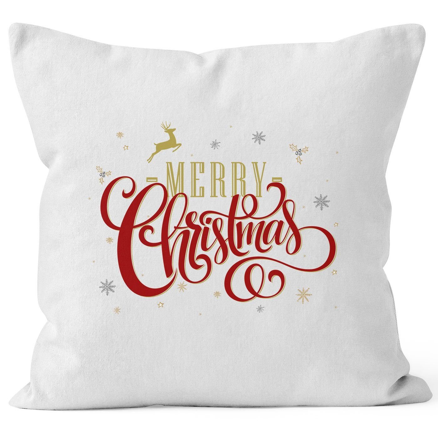 MoonWorks Dekokissen Kissenbezug Merry Christmas Weihnachten Geschenk Kissen-Hülle