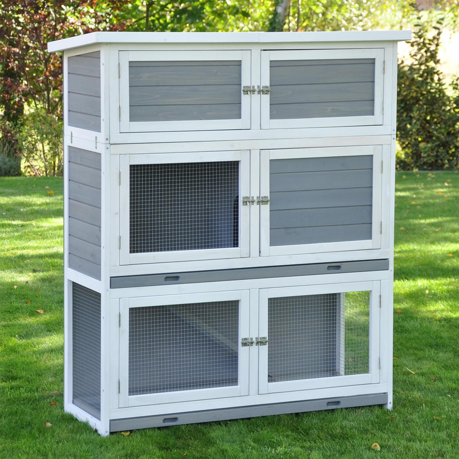 nanook Kleintierkäfig Hasenstall Schnuffi grau weiss 114 x 42 x 101 cm günstig online kaufen