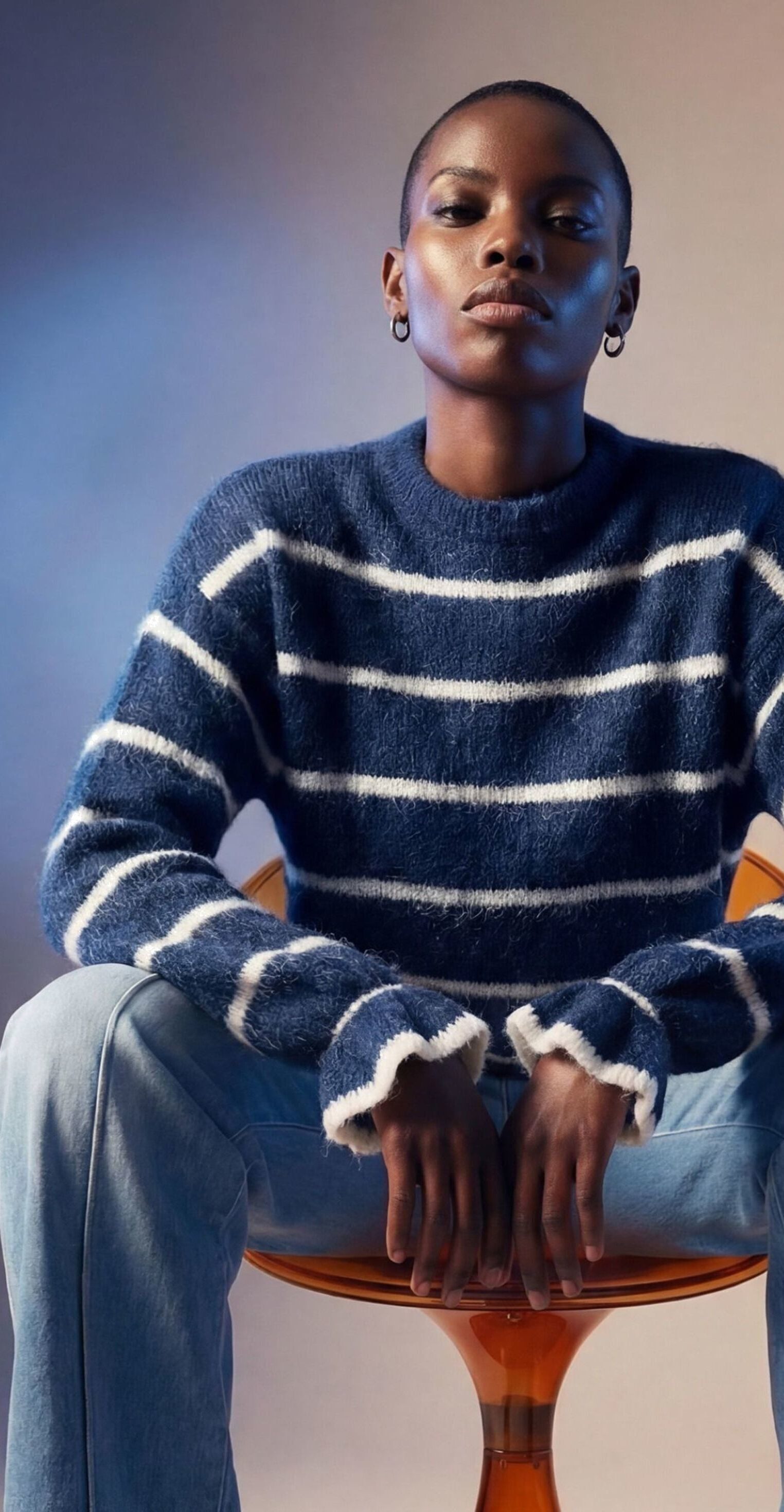 Zero Strickpullover Damen gestreift mit Wolle (1-tlg) weiteres Detail