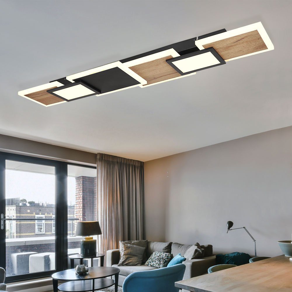 Modern LED verbaut, Warmweiß, LED-Leuchtmittel etc-shop fest Deckenleuchte, Deckenleuchte Deckenlampe Decke Wohnzimmerleuchte LED Holzoptik