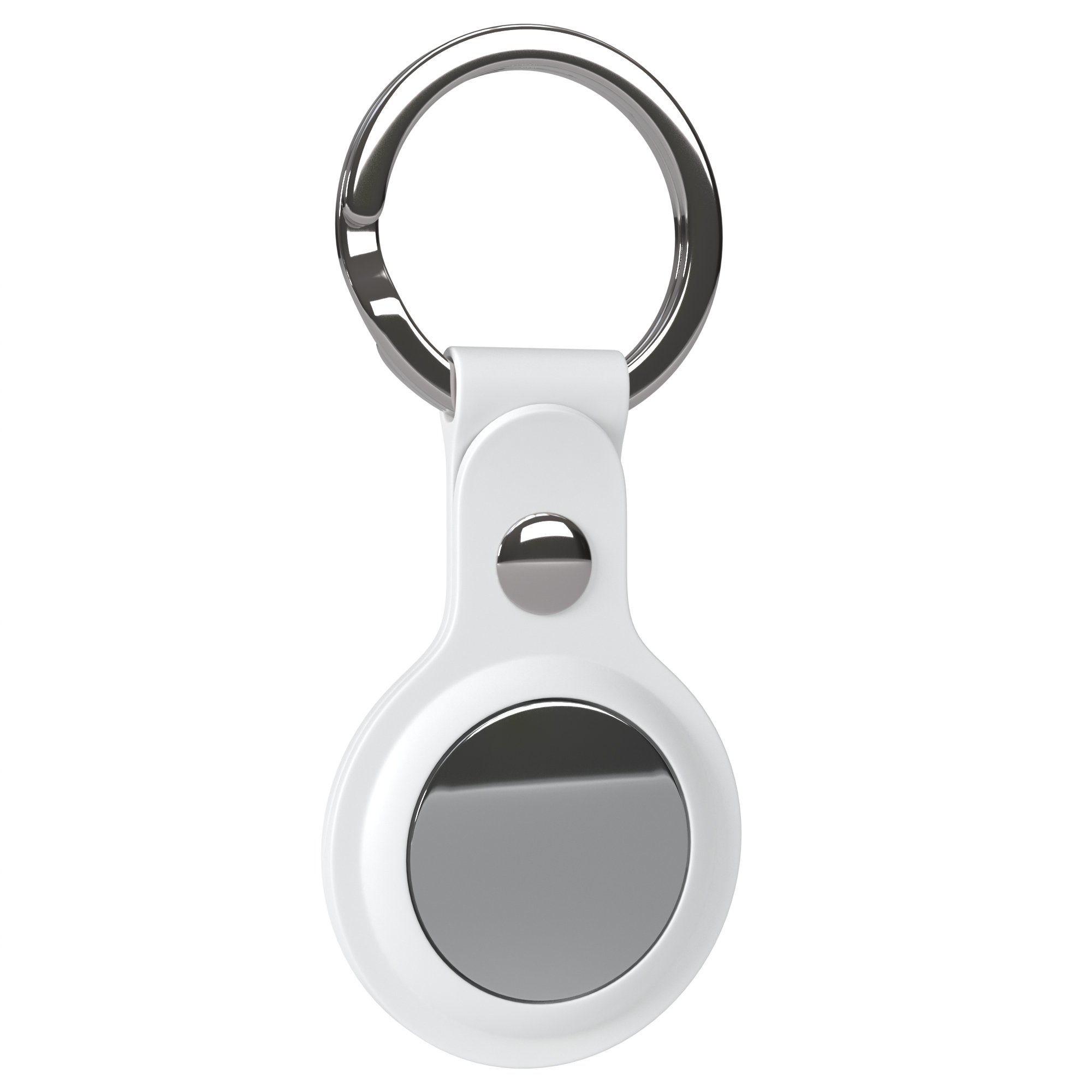 EAZY CASE Schlüsselanhänger Anhänger kompatibel Schlaufe Airtag mit Tasche Hülle AirTag, Weiß GPS kurzer Kratzfest Apple Silikon mit