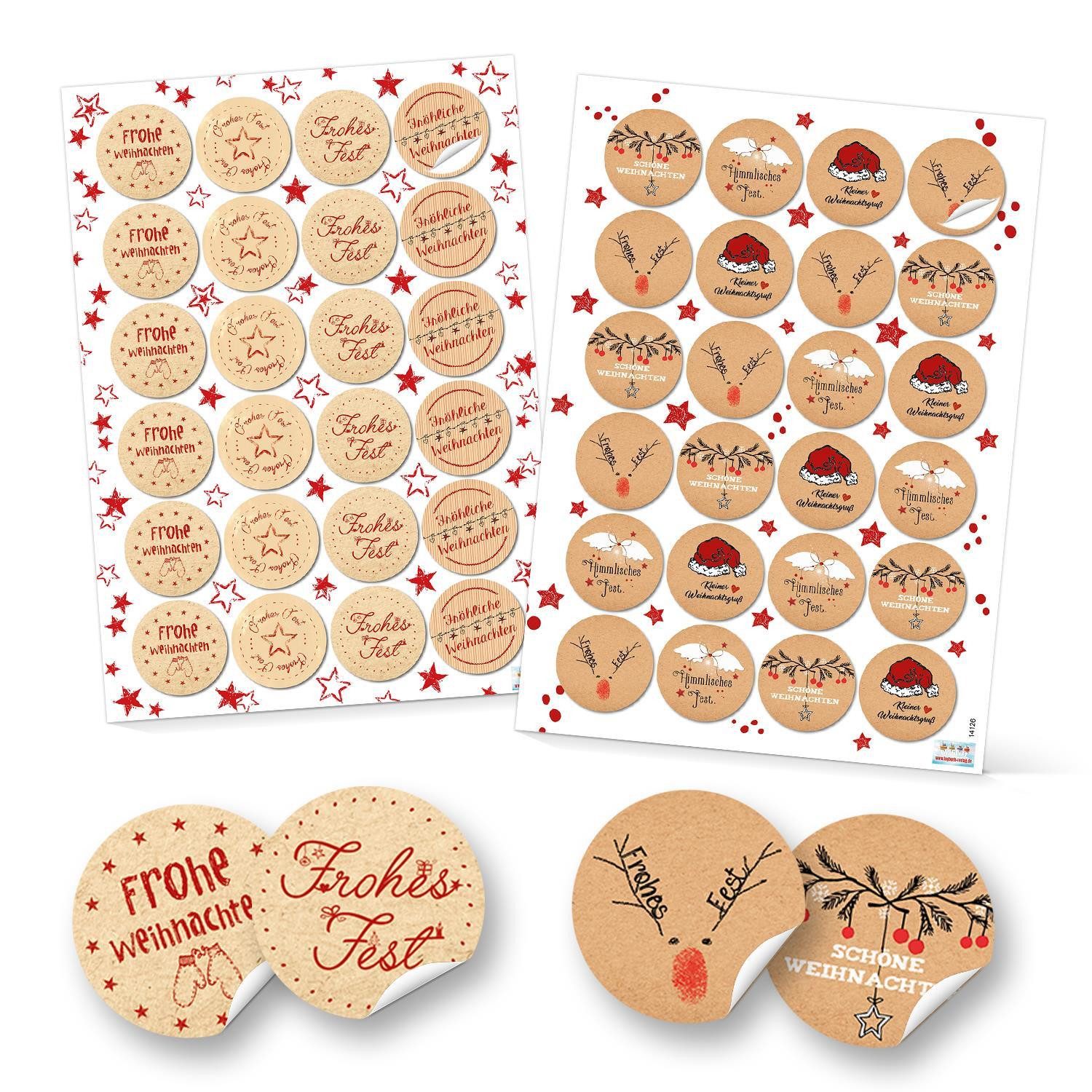 Logbuch-Verlag Aufkleber SET 48 Stück weihnachtliche Geschenkaufkleber Weihnachtsaufkleber mit