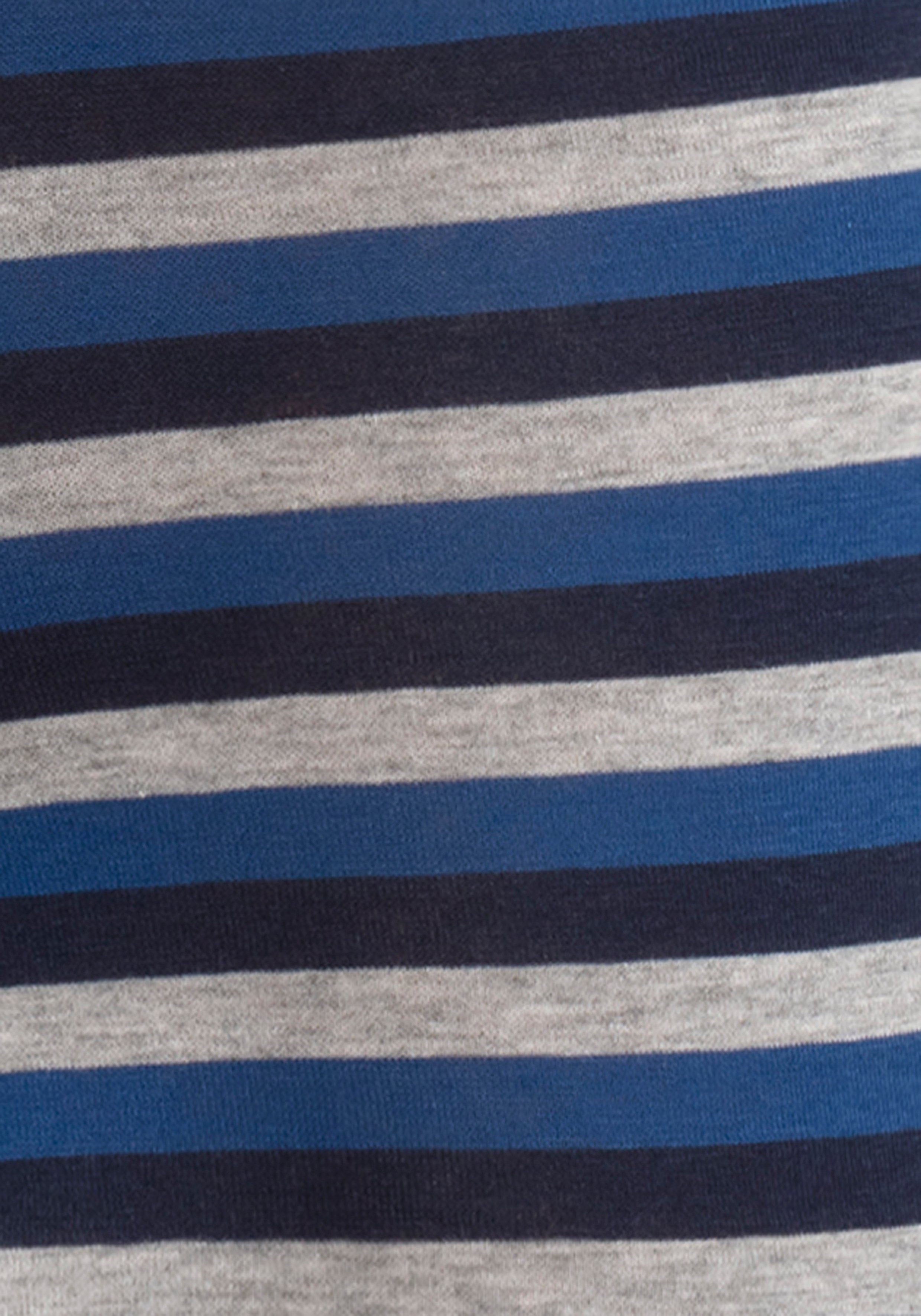 mit modischem Bench. Boxer navy blau-gestreift, grau-meliert, oder blau, Streifen unifarben (Packung, 4-St)