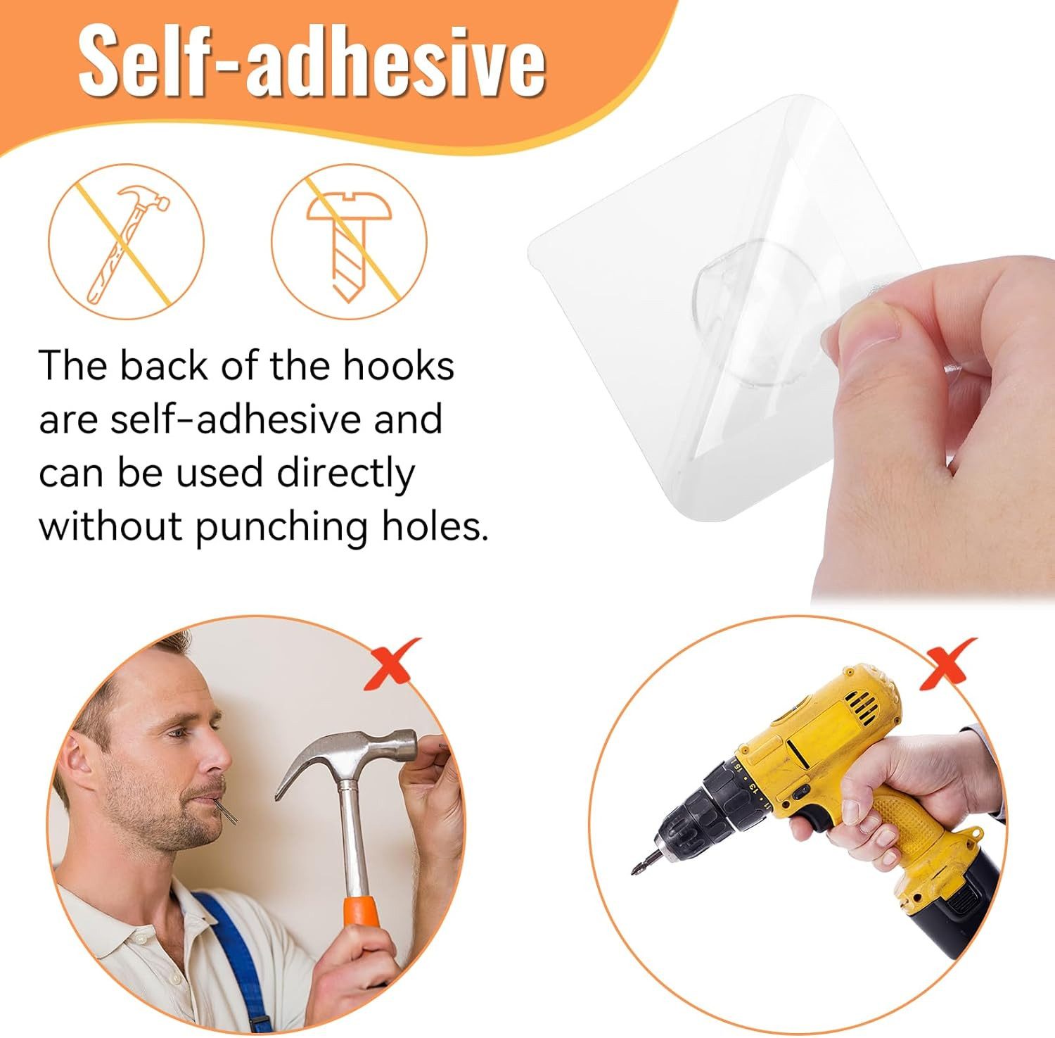FELIXLEO Klebehaken Transparente Haken Selbstklebende Klebehaken mit Schaber, (20-St)