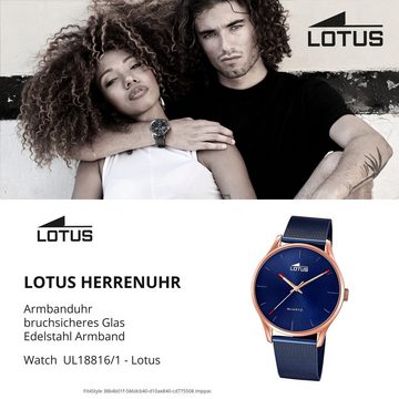Lotus Quarzuhr Lotus Herrenuhr Minimalist Armbanduhr, (Analoguhr), Herren Armbanduhr rund, mittel (ca. 39mm), Edelstahl, Fashion