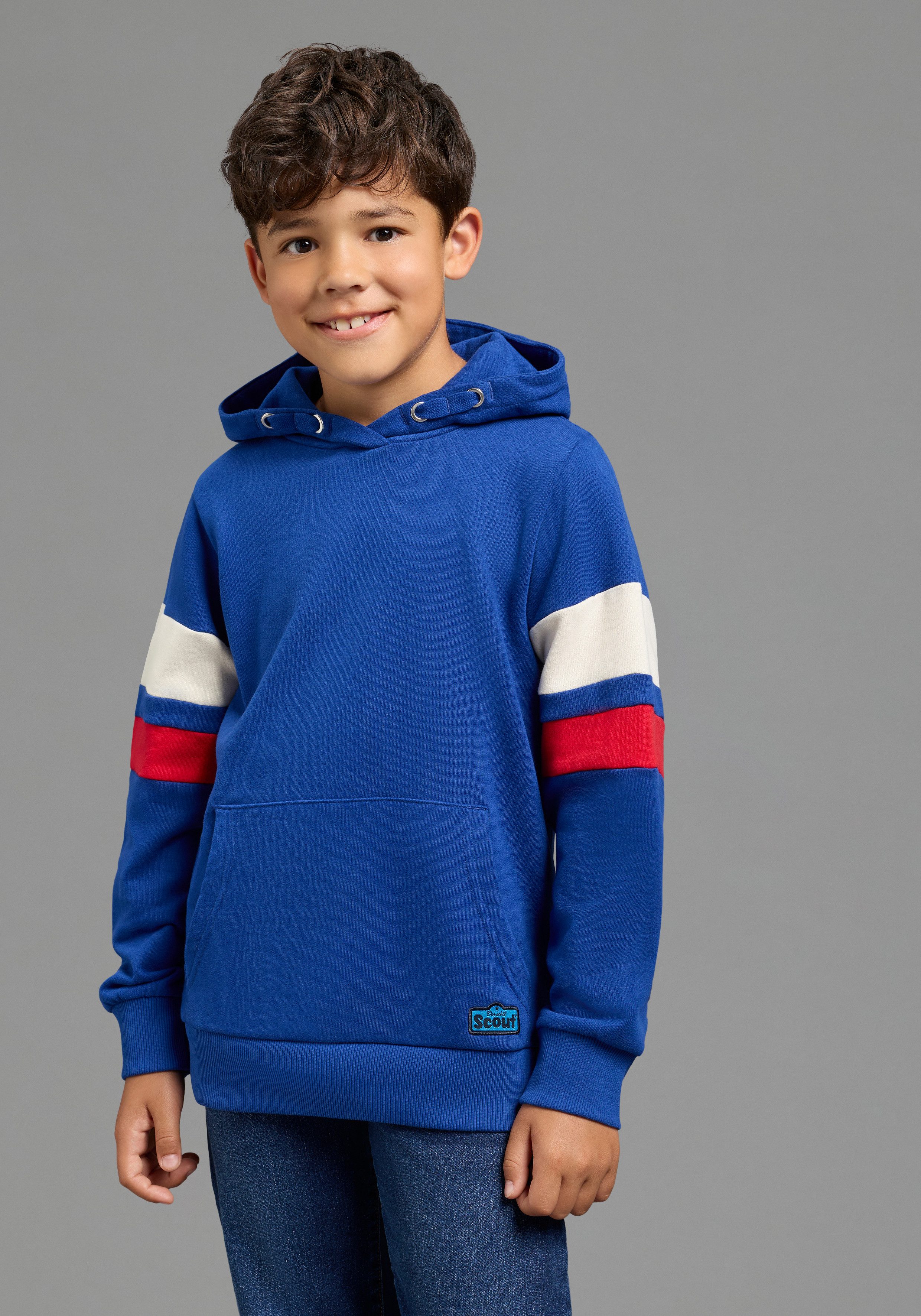 Scout Kapuzensweatshirt Hoodie in colorblocking Look - NEU von SCOUT Sweatshirt mit kontrastfarbigen Ärmeleinsätzen, für Jungen