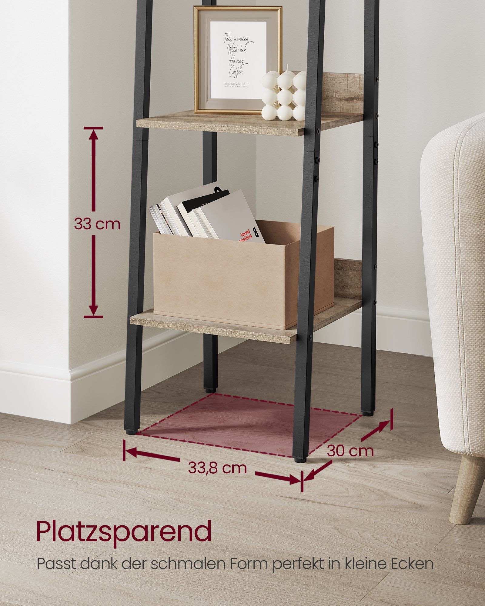VASAGLE Standregal, Bücherregal, Leiterregal, 140/170 cm, Industrie-Design günstig online kaufen