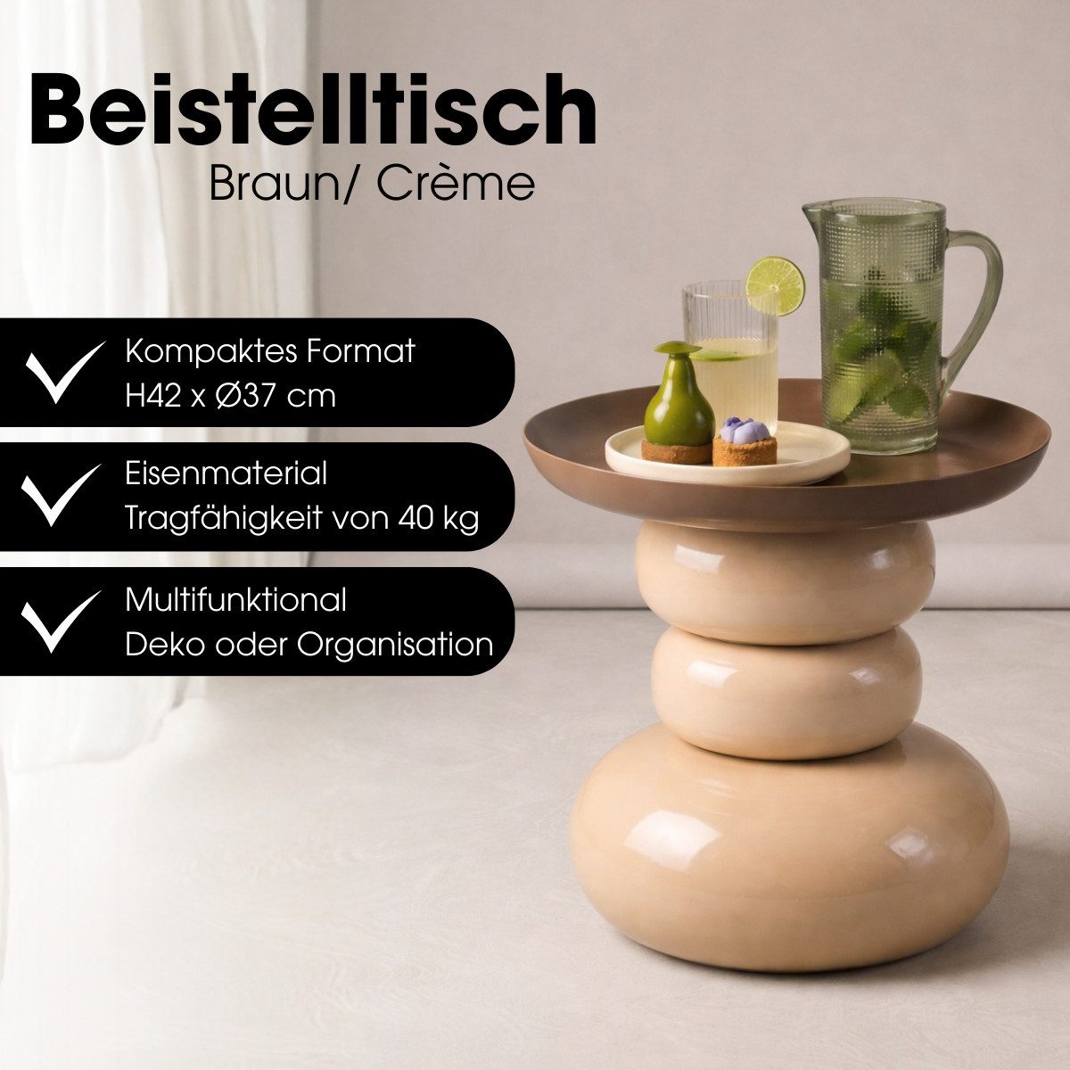 Mica Decorations Beistelltisch Mica Decorations Zita Beistelltisch rund – Wohnzimmer Tisch
