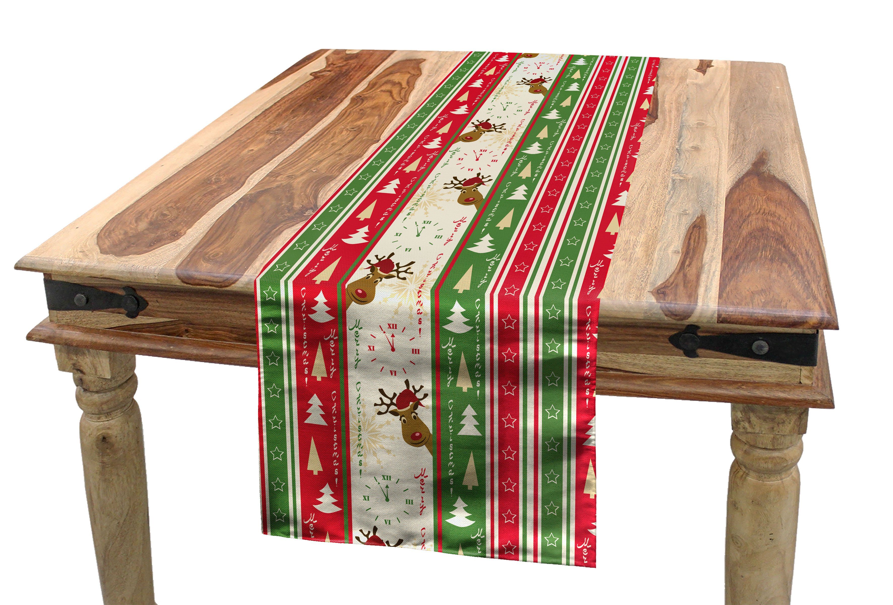 Deer Weihnachten Abakuhaus Küche Pines Tischläufer, Rechteckiger Tischläufer Dekorativer Borders Esszimmer